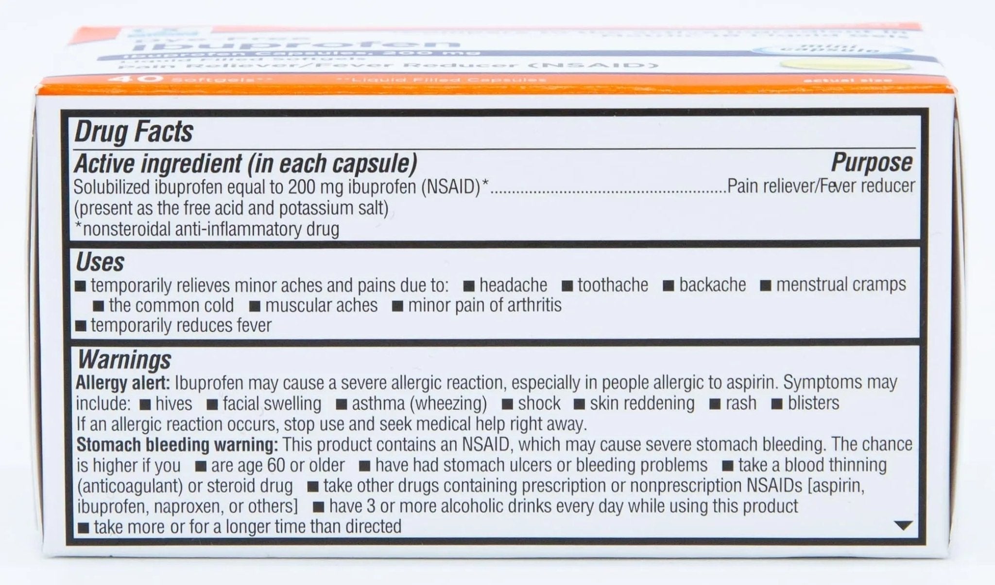 Quality Choice Ibuprofen 200 mg Liquid Gels 40 Count Easy to Swallow Pain Reliever and Fever Reducer for Headache Toothache Backache Menstrual Cramps Muscle Aches Minor and Pain - TrustMedUSA