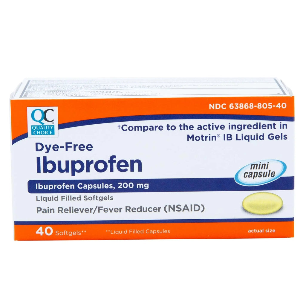 Quality Choice Ibuprofen 200 mg Liquid Gels 40 Count Easy to Swallow Pain Reliever and Fever Reducer for Headache Toothache Backache Menstrual Cramps Muscle Aches Minor and Pain - TrustMedUSA