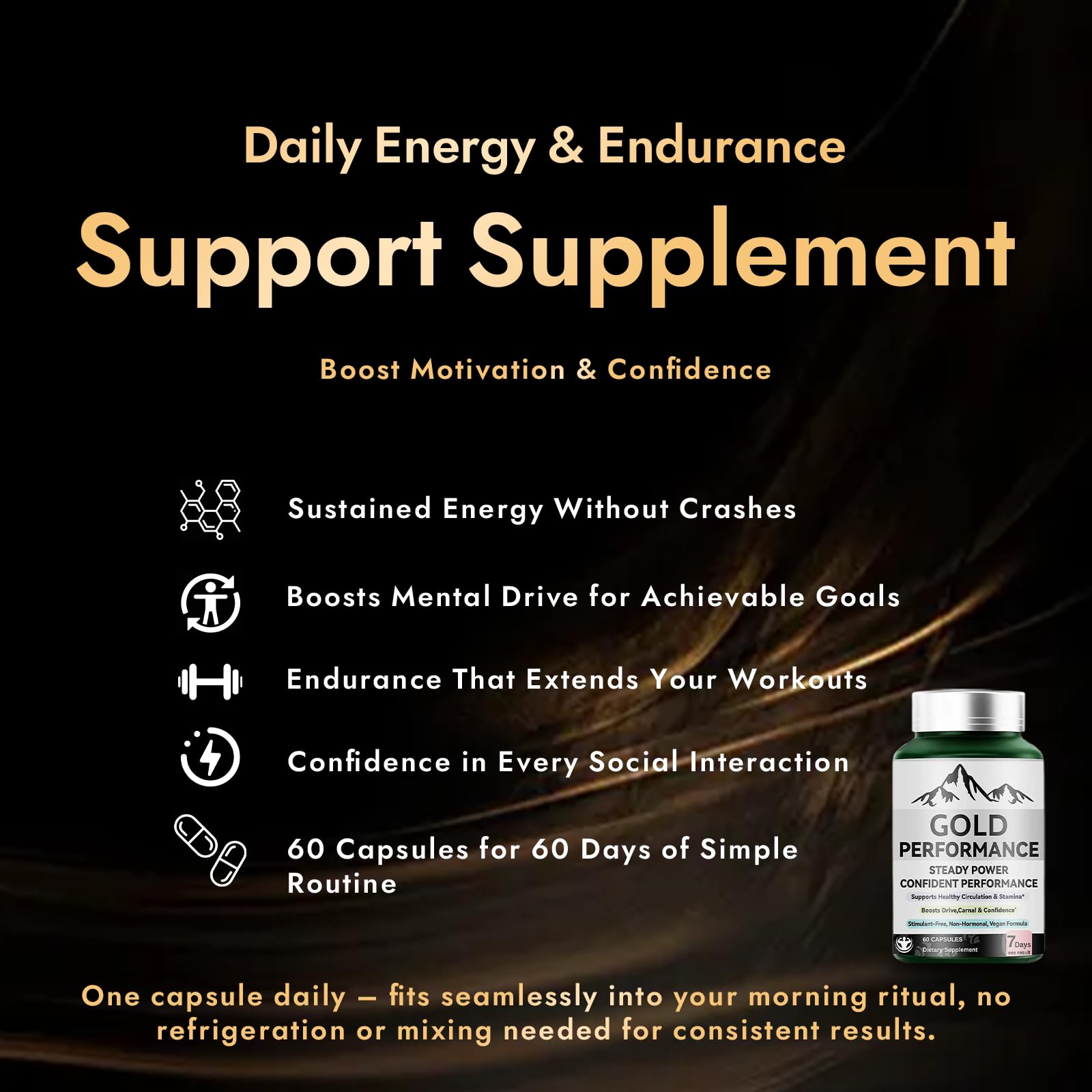 Quantum Gold Performance Capsulas – Daily Energy & Endurance Support Supplement | Boost Motivation & Confidence | 60 Capsules(1PC) - TrustMedUSA