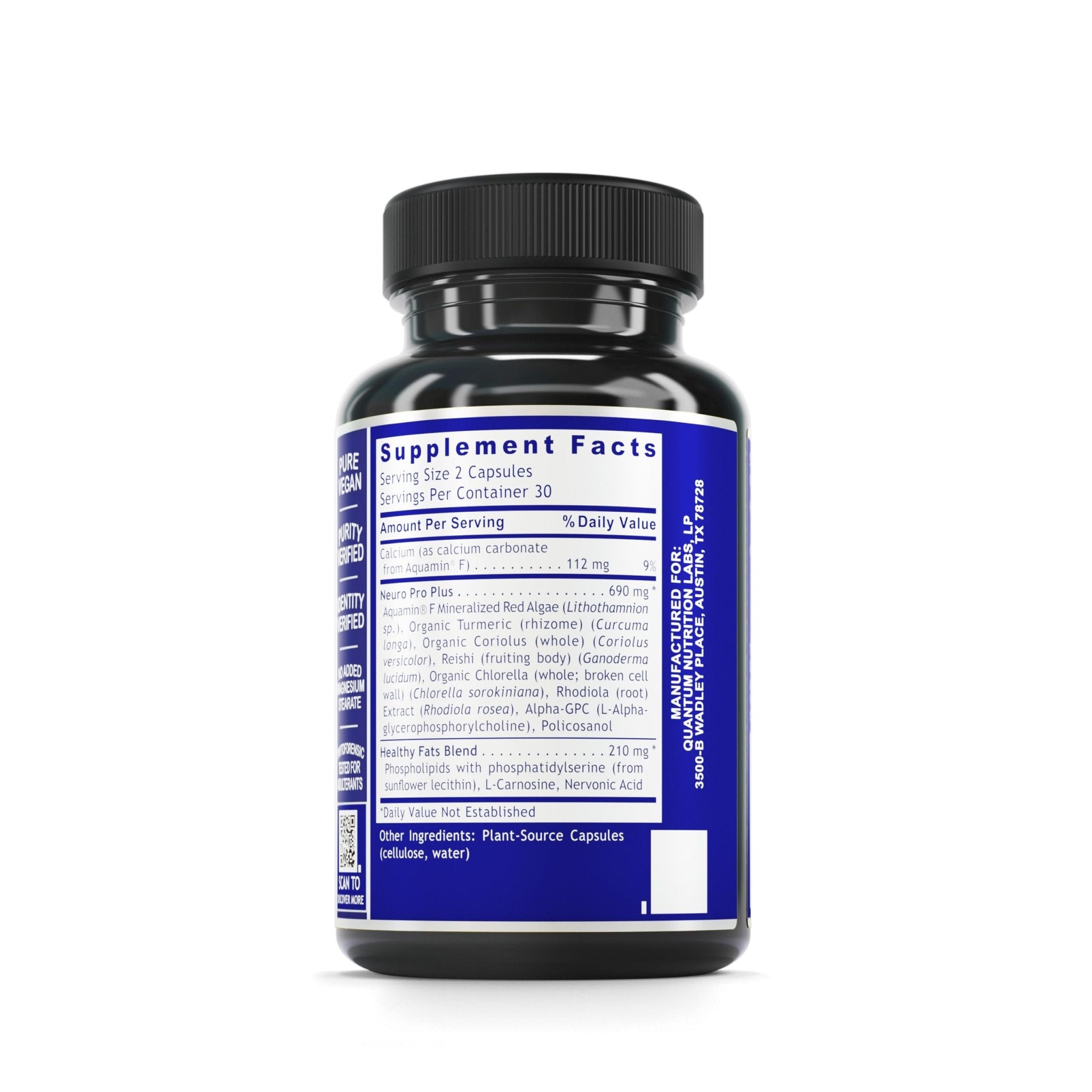 Quantum Nutrition Labs Nerve Support - Nerve Health Supplements, Brain Supplements, Nootropic with Rhodiola Rosea, Brain & Nerve Health - 60 Vegetarian Capsules - TrustMedUSA