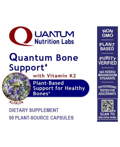 Quantum Nutrition Labs Quantum Bone Health - Bone Health Vitamins, Bone Strength Supplement for Women and Men, Organic Calcium Supplement with Fermented Vitamin K2, Bone Health Support - 90 Capsules - TrustMedUSA