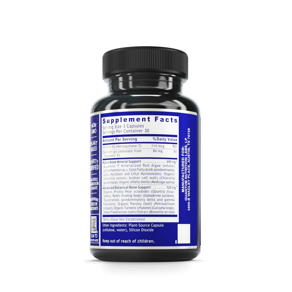 Quantum Nutrition Labs Quantum Bone Health - Bone Health Vitamins, Bone Strength Supplement for Women and Men, Organic Calcium Supplement with Fermented Vitamin K2, Bone Health Support - 90 Capsules - TrustMedUSA