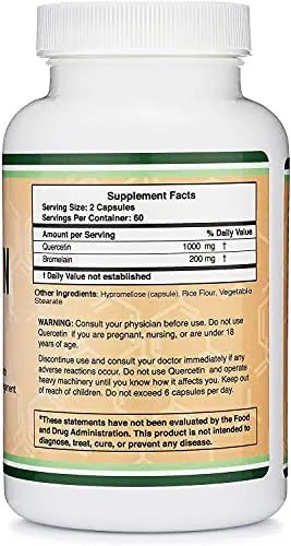 Quercetin with Bromelain - 120 Count (1,200mg Servings) Immune Health Capsules - TrustMedUSA