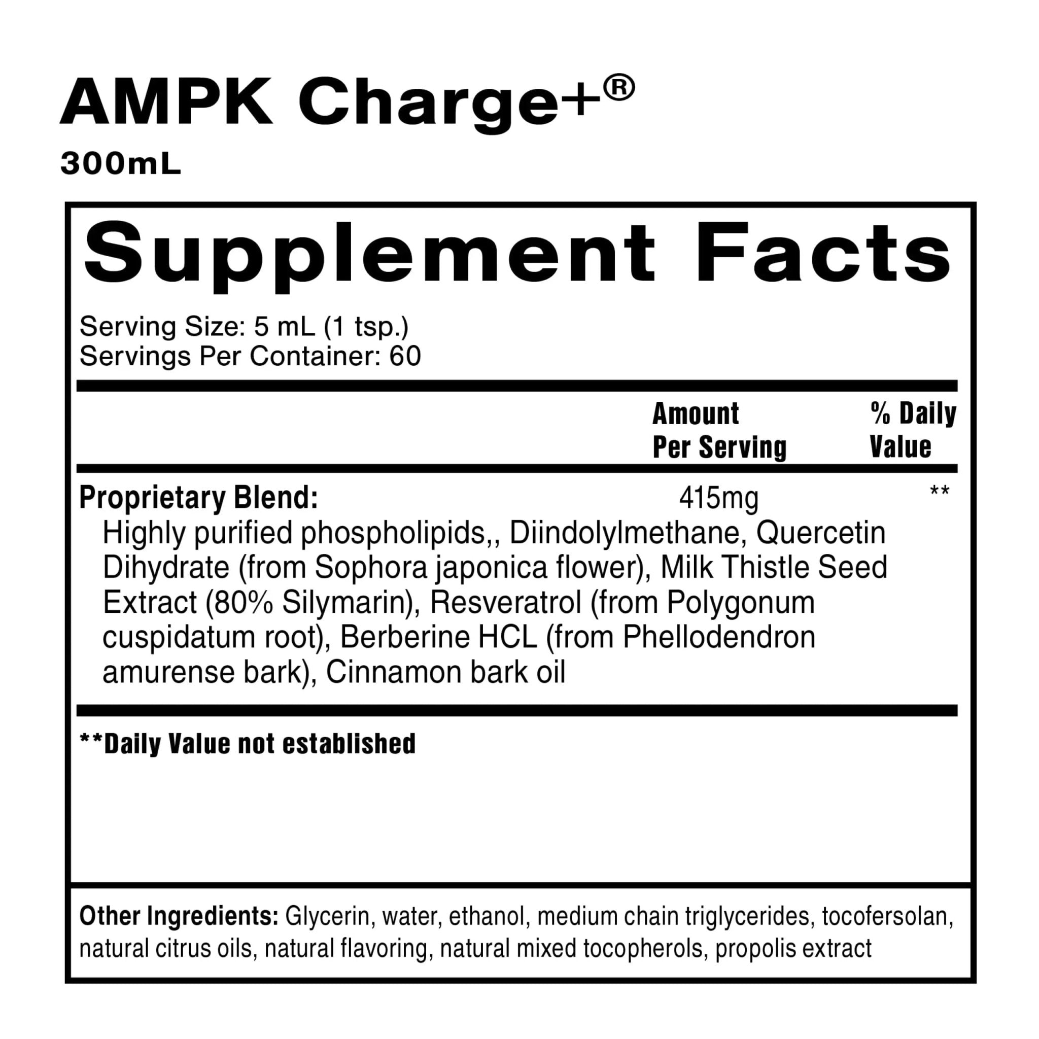 Quicksilver Scientific AMPK Charge+ - Support The Benefits of Intermittent Fasting, Carb Restrictive + Keto Protocols - Promotes Energy Production, Fat Breakdown + Healthy Aging (10.14oz / 300ml) - TrustMedUSA