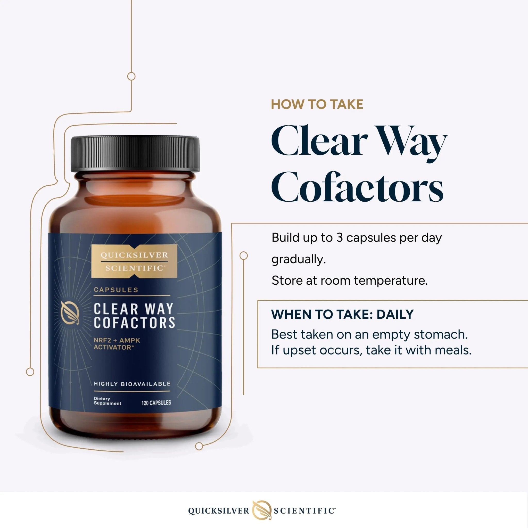 Quicksilver Scientific Clear Way Cofactors - Body Detox Cleanse Support with Vitamin B1, Dandelion Extract, Quercetin & Nattokinase Enzyme - Antioxidant Cleanse to Support Gut Health (120 Capsules) - TrustMedUSA