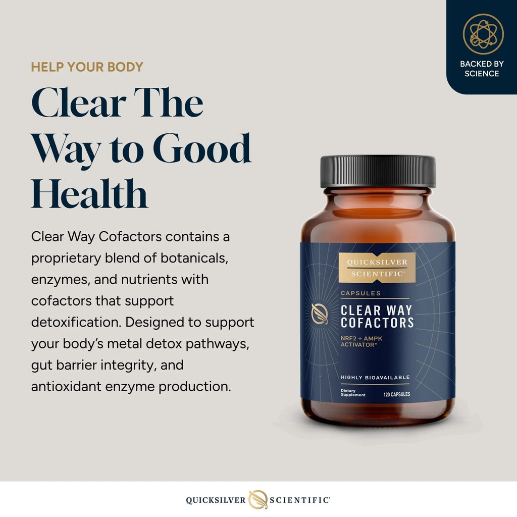 Quicksilver Scientific Clear Way Cofactors - Body Detox Cleanse Support with Vitamin B1, Dandelion Extract, Quercetin & Nattokinase Enzyme - Antioxidant Cleanse to Support Gut Health (120 Capsules) - TrustMedUSA