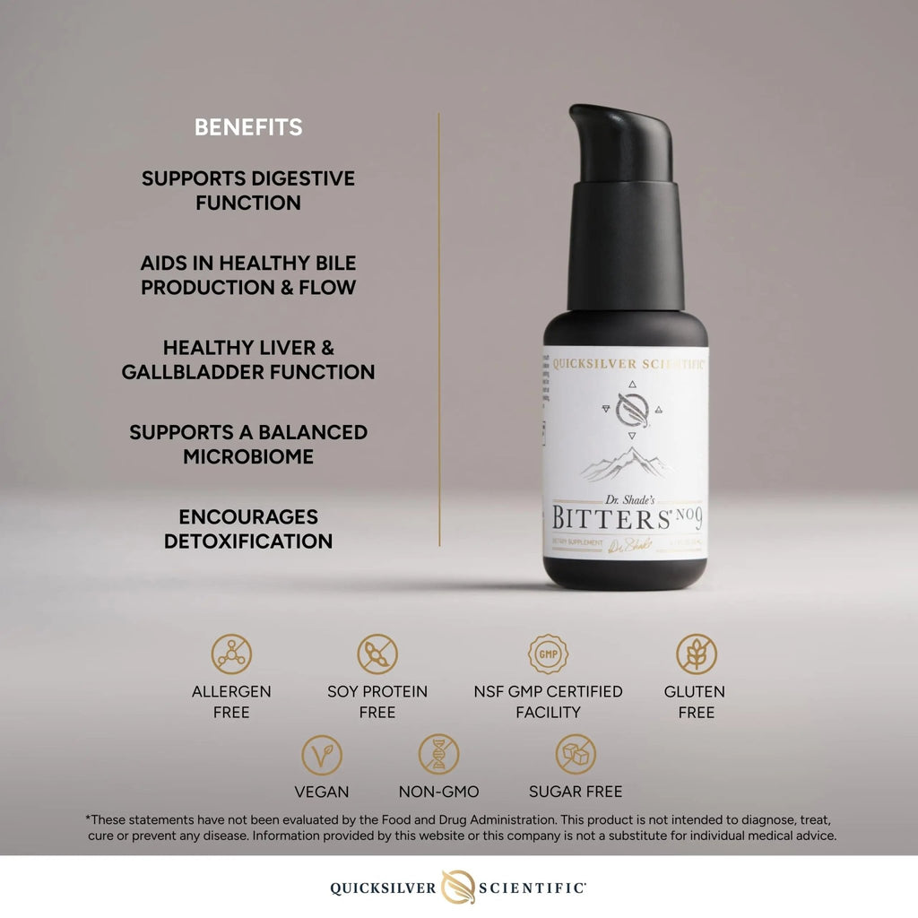Quicksilver Scientific Dr. Shade's Bitters No. 9 - for Digestion - Fast Acting Liposomal Digestive Bitters with Milk Thistle, Burdock Root & Juniper Essential Oil - Digestive Support (50ml) - TrustMedUSA