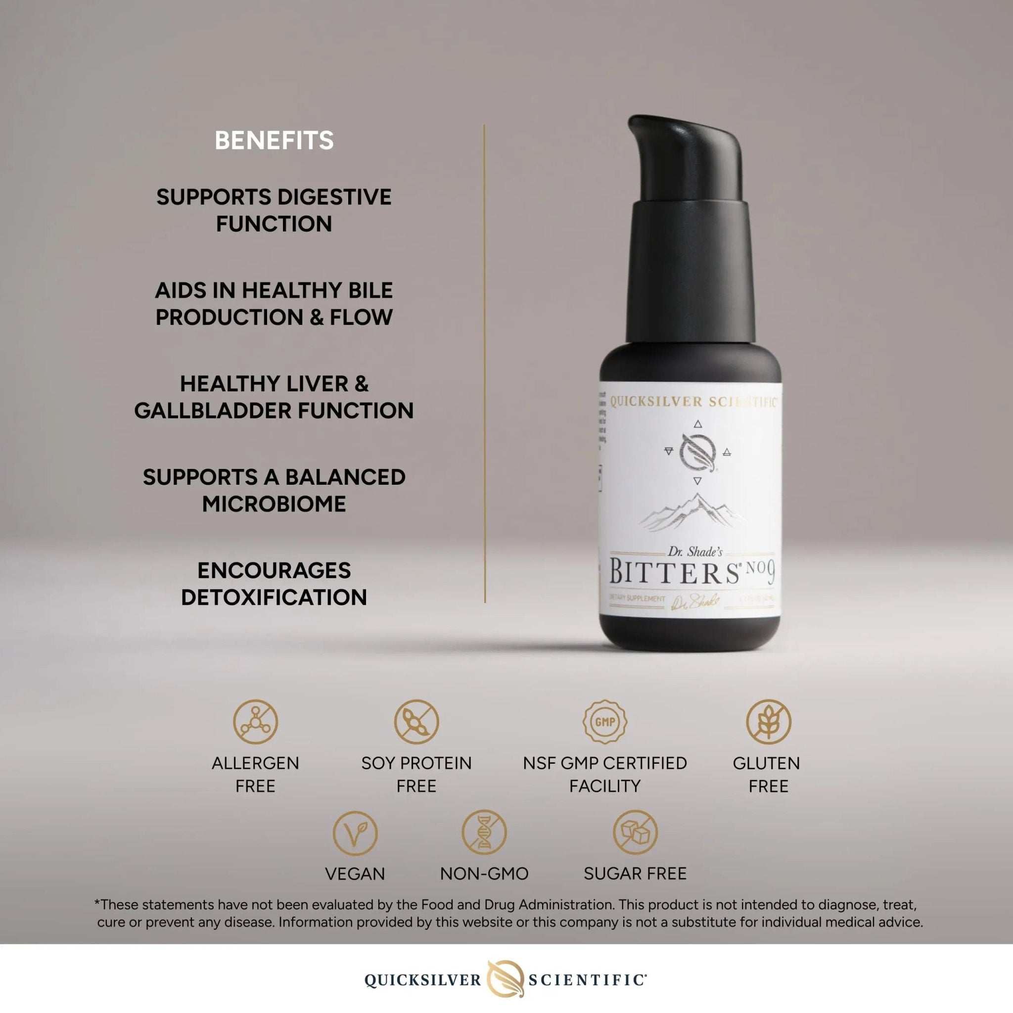 Quicksilver Scientific Dr. Shade's Bitters No. 9 - for Digestion - Fast Acting Liposomal Digestive Bitters with Milk Thistle, Burdock Root & Juniper Essential Oil - Digestive Support (50ml) - TrustMedUSA
