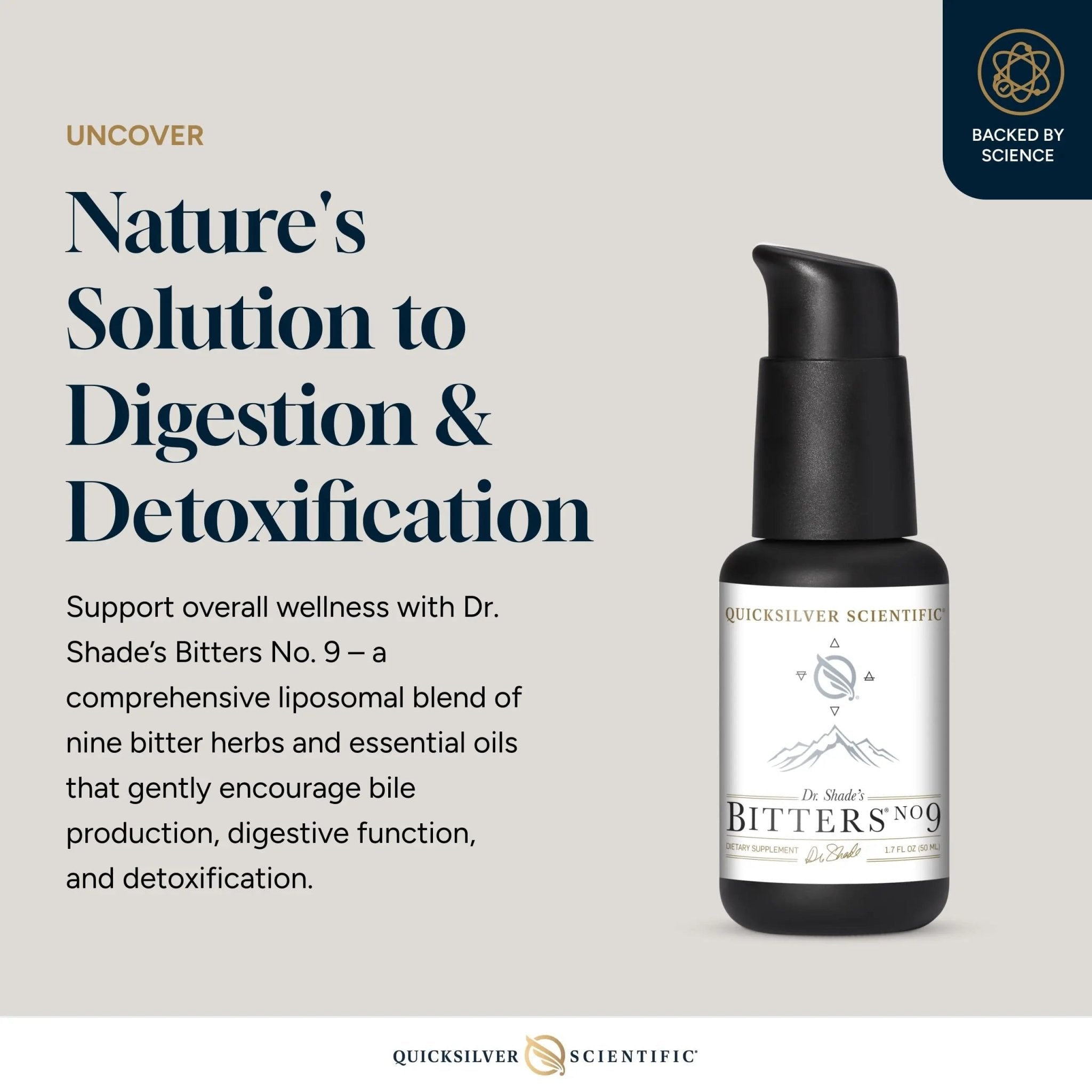 Quicksilver Scientific Dr. Shade's Bitters No. 9 - for Digestion - Fast Acting Liposomal Digestive Bitters with Milk Thistle, Burdock Root & Juniper Essential Oil - Digestive Support (50ml) - TrustMedUSA