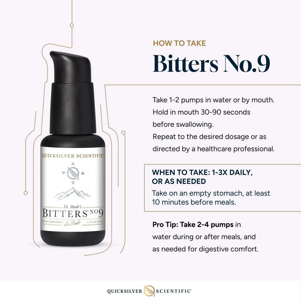 Quicksilver Scientific Dr. Shade's Bitters No. 9 - for Digestion - Fast Acting Liposomal Digestive Bitters with Milk Thistle, Burdock Root & Juniper Essential Oil - Digestive Support (50ml) - TrustMedUSA
