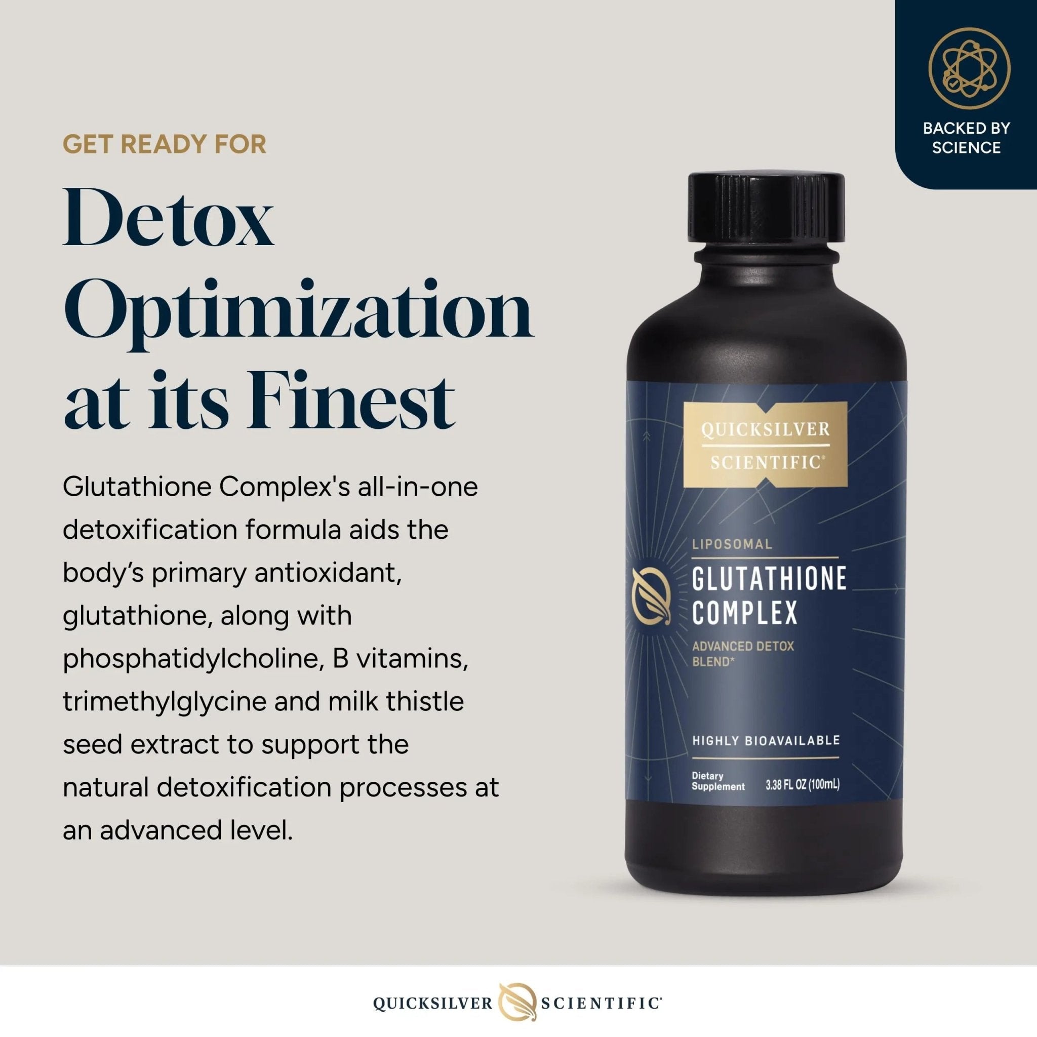 Quicksilver Scientific Glutathione Complex - Superior Absorption Antioxidant Supplement with Liquid Glutathione & Milk Thistle - Vitamin B Complex - Supplement for Daily Use (3.38 fl oz) - TrustMedUSA