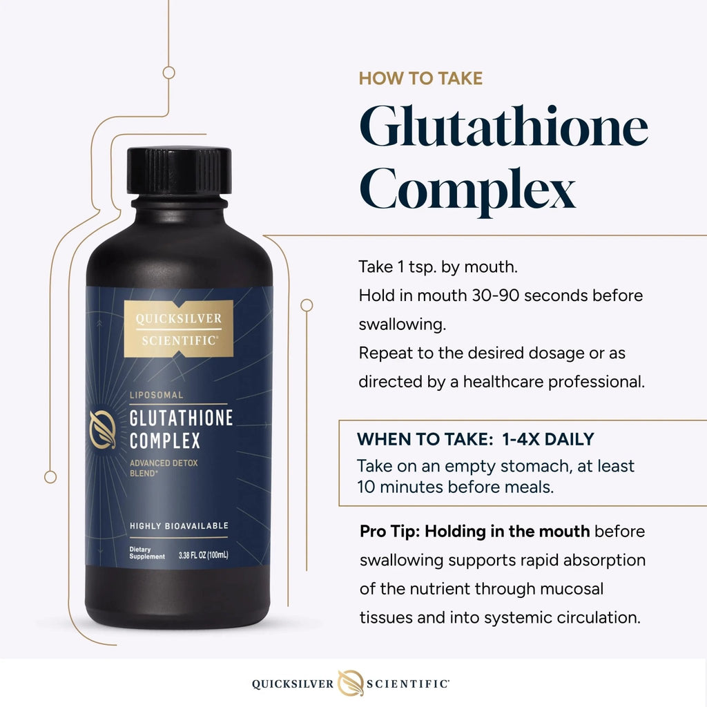 Quicksilver Scientific Glutathione Complex - Superior Absorption Antioxidant Supplement with Liquid Glutathione & Milk Thistle - Vitamin B Complex - Supplement for Daily Use (3.38 fl oz) - TrustMedUSA