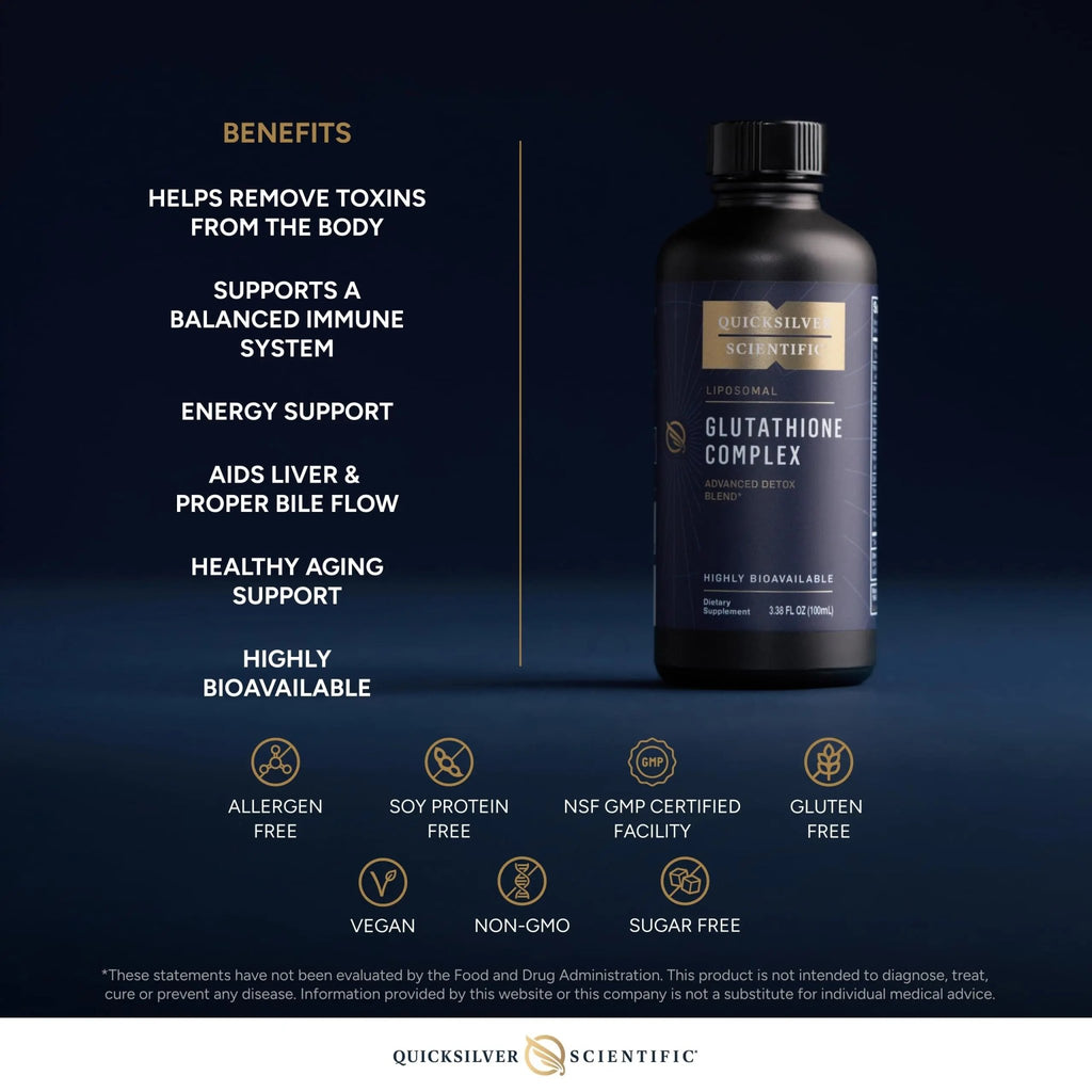 Quicksilver Scientific Glutathione Complex - Superior Absorption Antioxidant Supplement with Liquid Glutathione & Milk Thistle - Vitamin B Complex - Supplement for Daily Use (3.38 fl oz) - TrustMedUSA