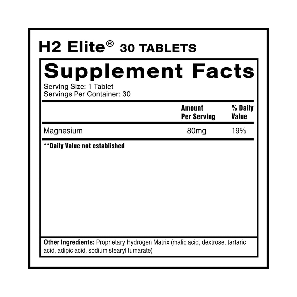 Quicksilver Scientific H2 Elite - Molecular Hydrogen for Energy + Metabolism Support, Water Tablets Perfect for Open Containers - Magnesium Malate Drink Additive (30 Molecular Hydrogen Tablets) - TrustMedUSA