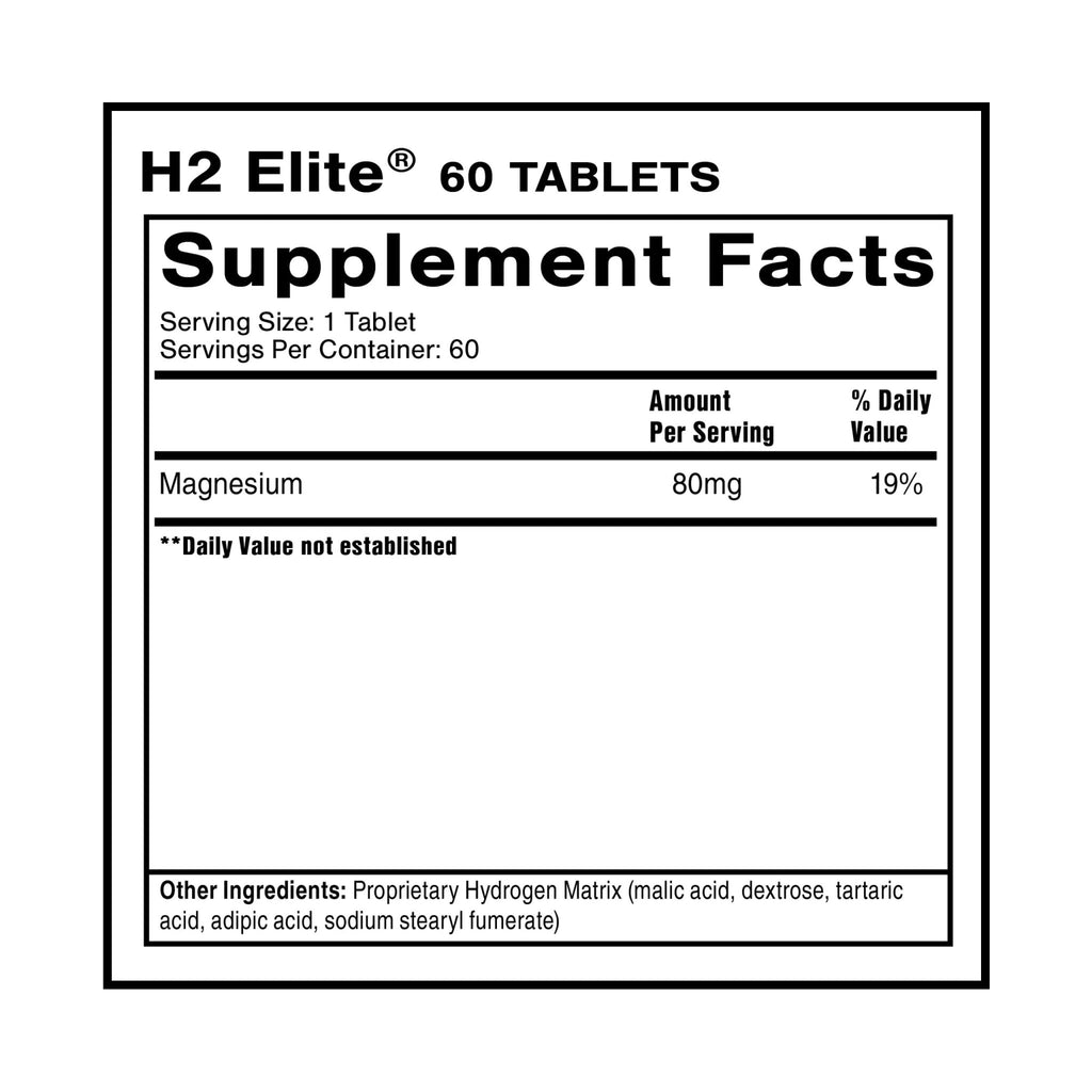 Quicksilver Scientific H2 Elite - Molecular Hydrogen for Energy + Metabolism Support, Water Tablets Perfect for Open Containers - Magnesium Malate Drink Additive (60 Molecular Hydrogen Tablets) - TrustMedUSA