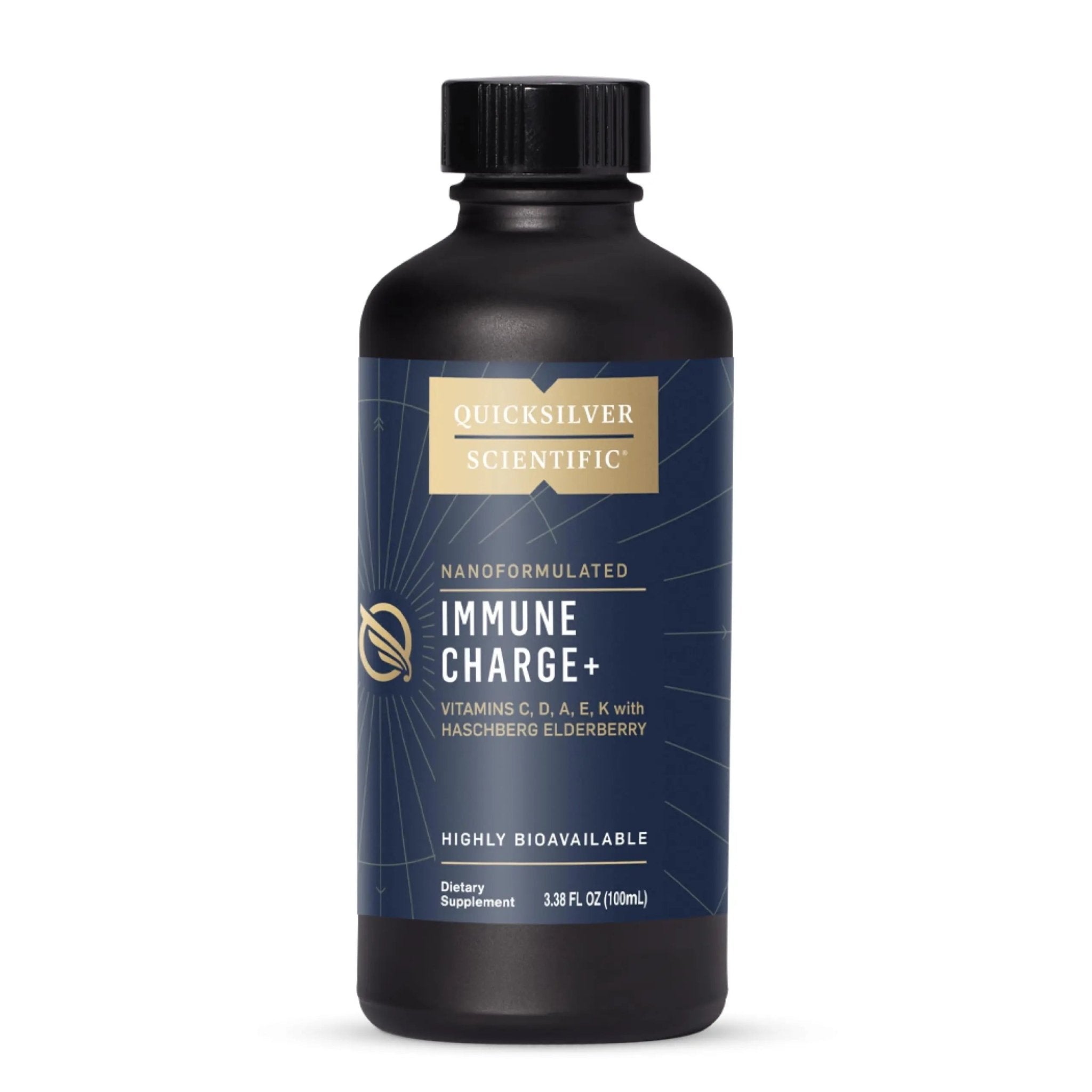 Quicksilver Scientific Immune Charge+ - Elderberry with 10,000 IU Vitamin D3, 25,000 Vitamin A, C, E, K1 & K2 for Immune Health & Lung Support (100ml) - TrustMedUSA