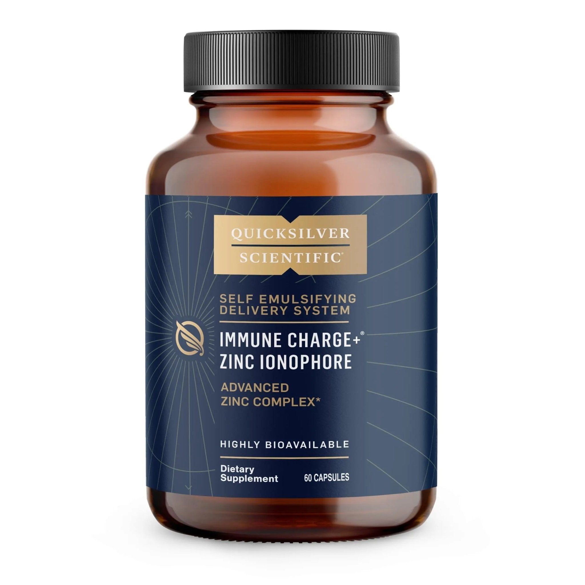 Quicksilver Scientific Immune Charge+ Zinc Ionophore - Zinc Supplement Complexed with Quercetin, Luteolin, Hesperetin Immune + GI Support (60 Capsules) - TrustMedUSA