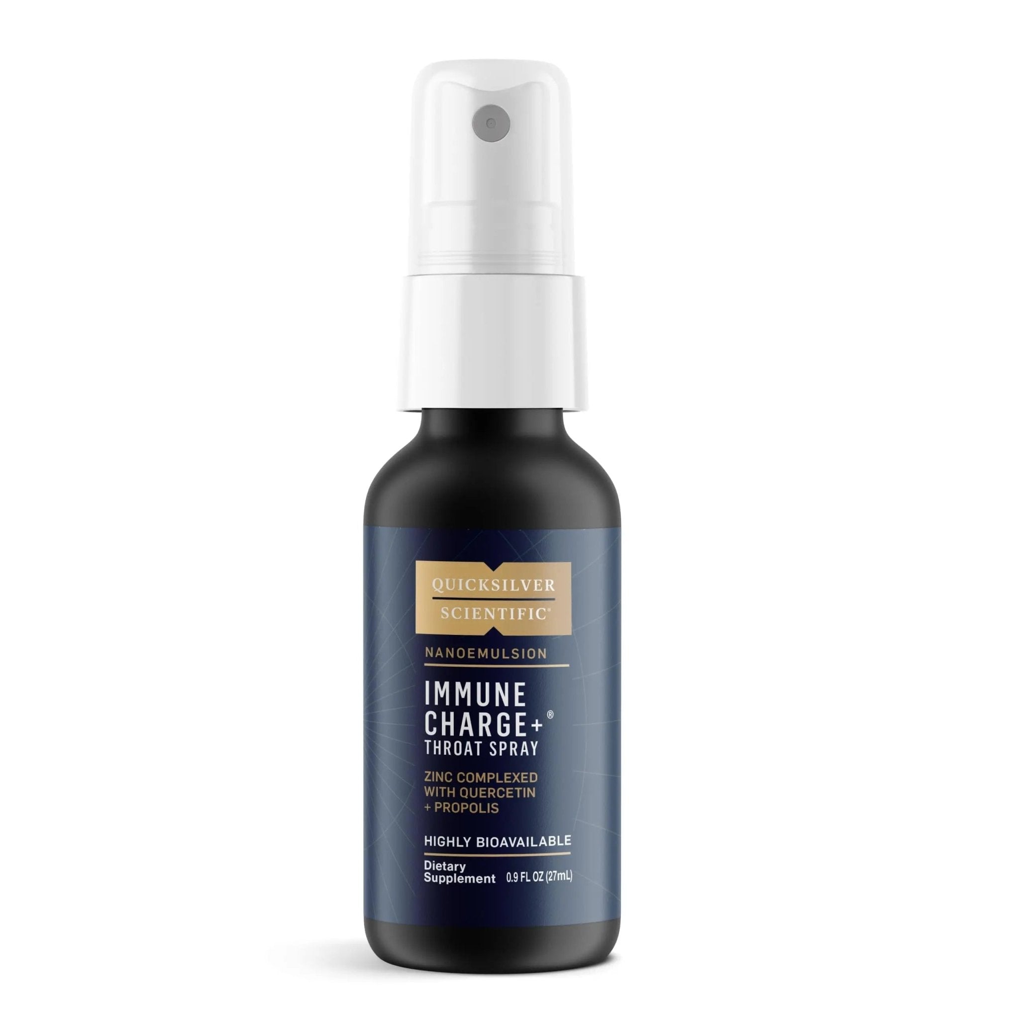 Quicksilver Scientific Immune Charge+ Zinc Throat Spray - Immune Support Liquid Supplement with Quercetin - 'Throat Coat' with Liposomal Absorption Technology (0.9 fl oz / 27ml) - TrustMedUSA