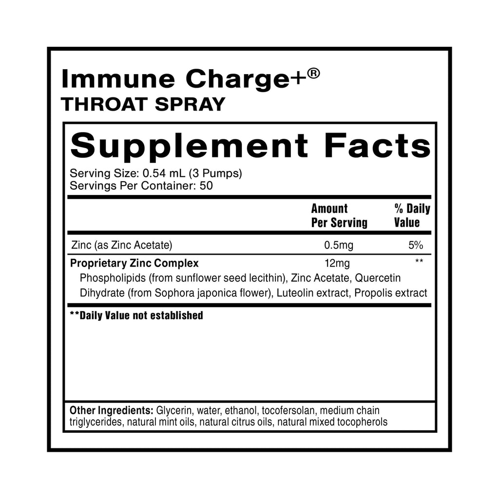 Quicksilver Scientific Immune Charge+ Zinc Throat Spray - Immune Support Liquid Supplement with Quercetin - 'Throat Coat' with Liposomal Absorption Technology (0.9 fl oz / 27ml) - TrustMedUSA