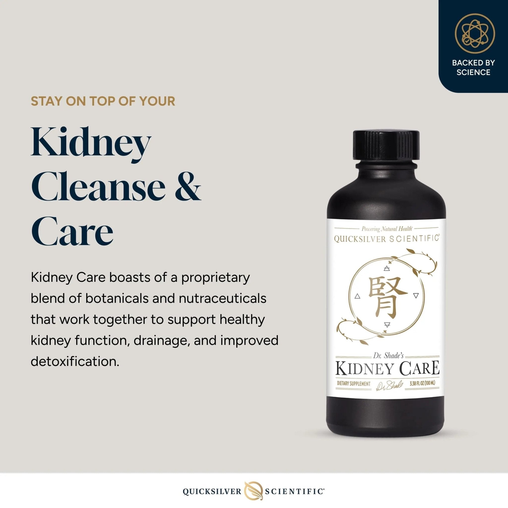 Quicksilver Scientific Kidney Care - Kidney Cleanse & Lymphatic Drainage Supplements - Astragaloside IV Extract, Zhu Ling, Goldenrod, Ferulic Acid, He Shou Wu & Dandelion Leaf (3.38oz / 100ml) - TrustMedUSA