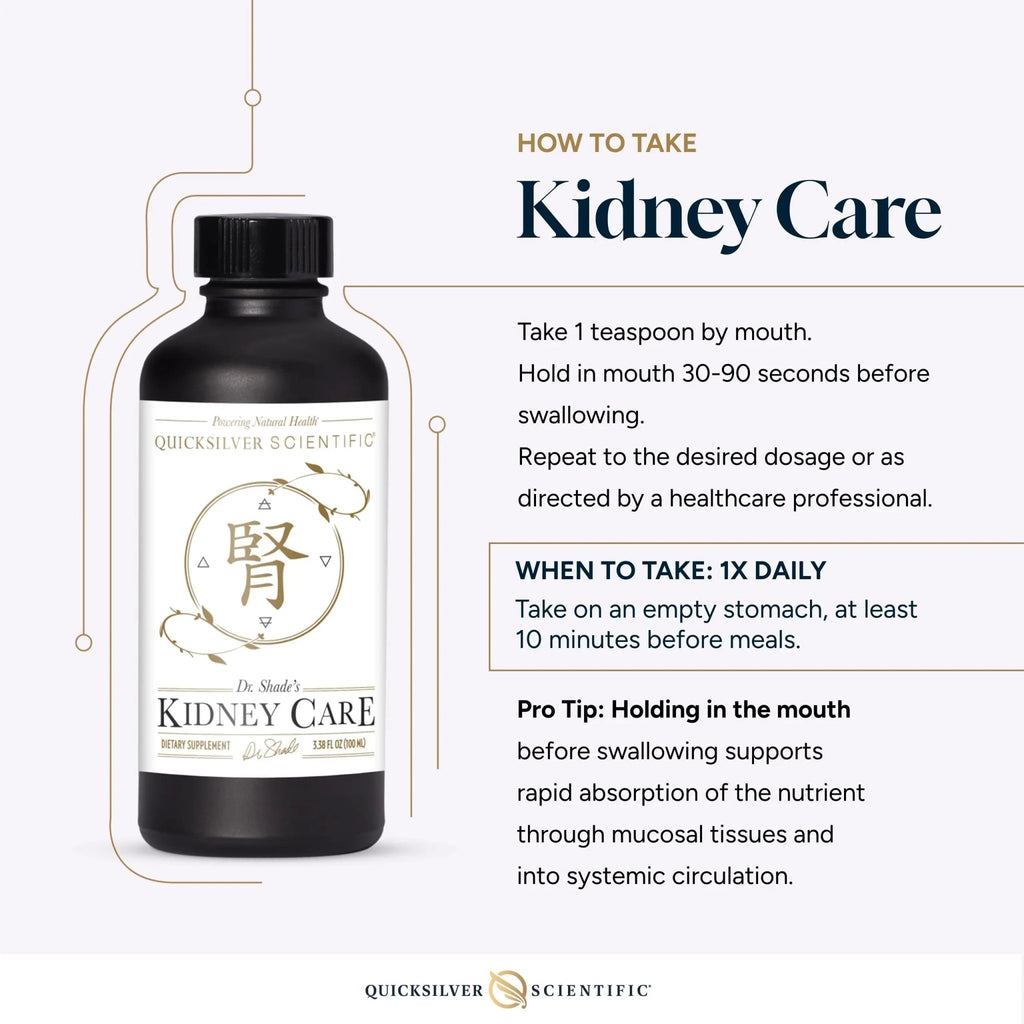 Quicksilver Scientific Kidney Care - Kidney Cleanse & Lymphatic Drainage Supplements - Astragaloside IV Extract, Zhu Ling, Goldenrod, Ferulic Acid, He Shou Wu & Dandelion Leaf (3.38oz / 100ml) - TrustMedUSA