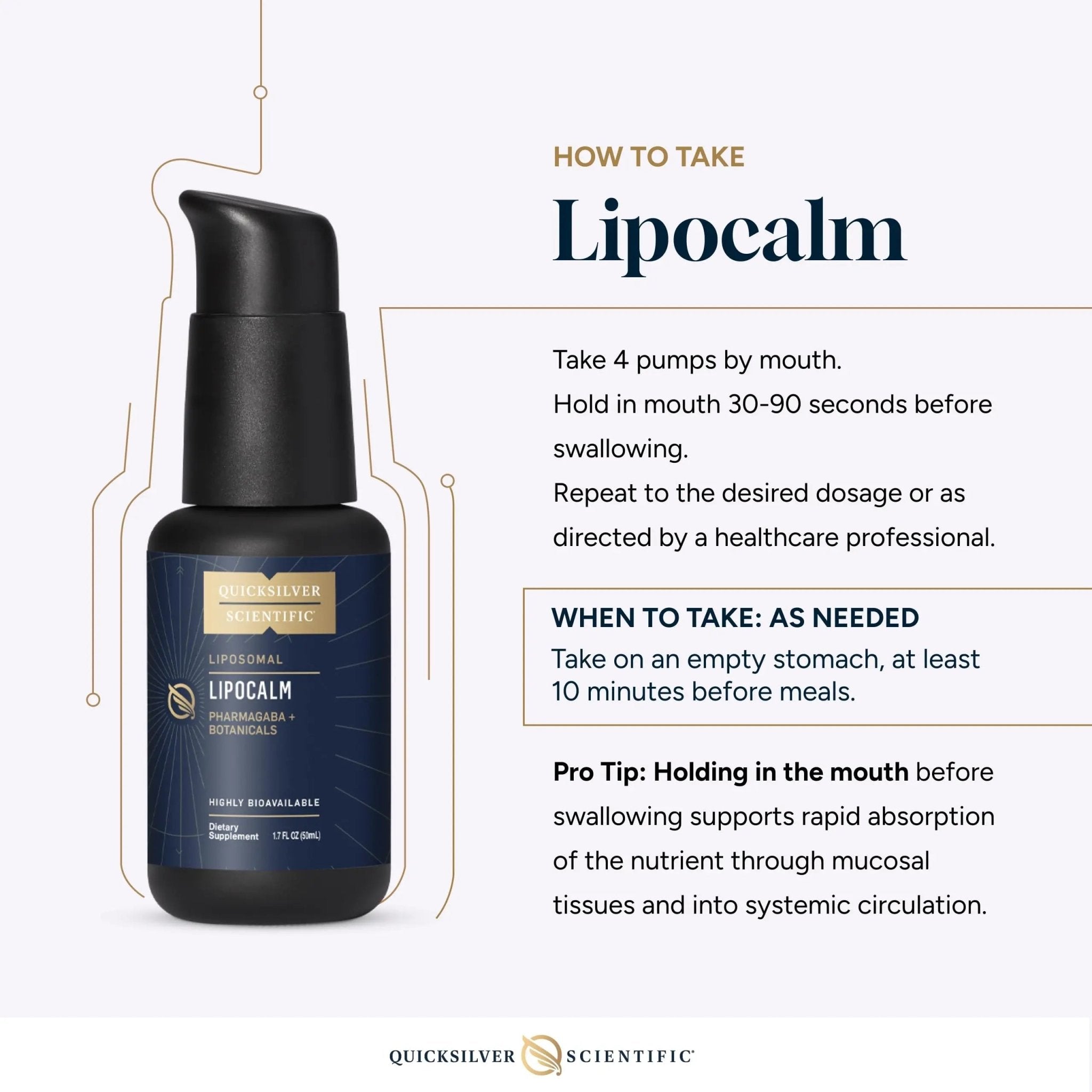 Quicksilver Scientific LipoCalm - Liposomal GABA with Herbs for Relaxation Support - Chamomile, Passionflower Herb & Skullcap Supplement for Peace of Mind & Sleep Calm Support (1.7oz / 50ml) - TrustMedUSA