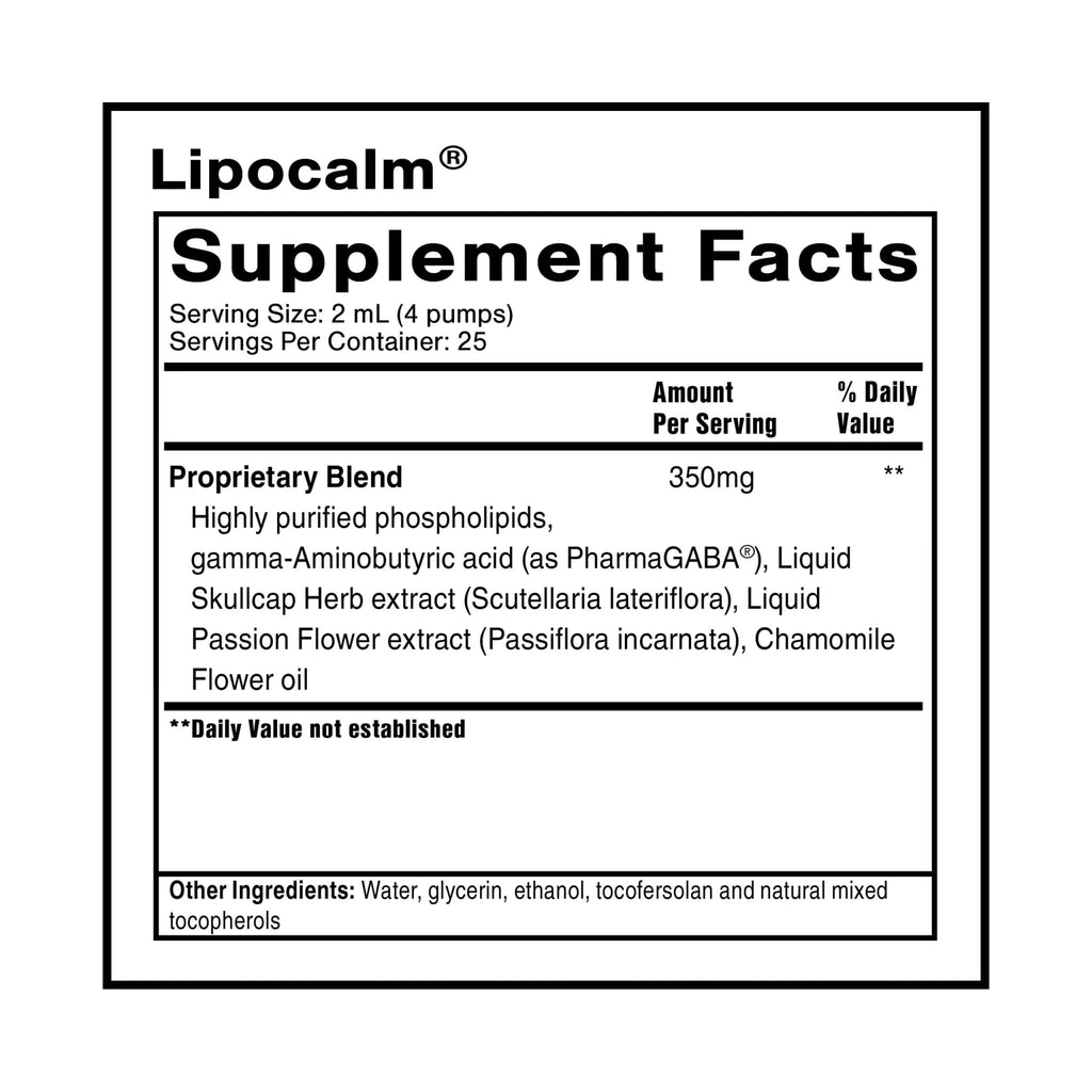 Quicksilver Scientific LipoCalm - Liposomal GABA with Herbs for Relaxation Support - Chamomile, Passionflower Herb & Skullcap Supplement for Peace of Mind & Sleep Calm Support (1.7oz / 50ml) - TrustMedUSA