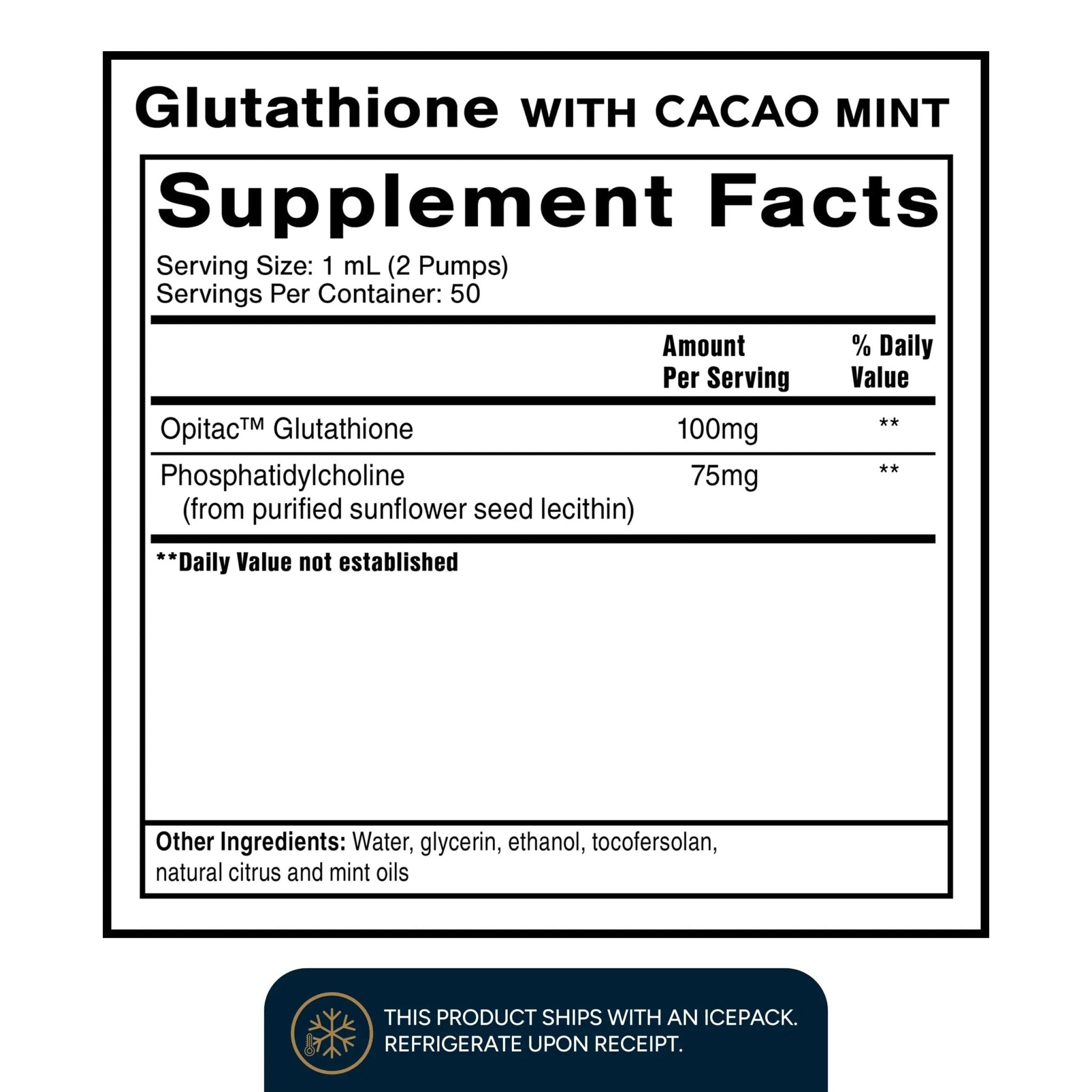 Quicksilver Scientific Liposomal Glutathione - Superior Absorption Oral Glutathione Supplement for Detox & Immune Support - Cacao Mint (1.7 fl oz) - TrustMedUSA