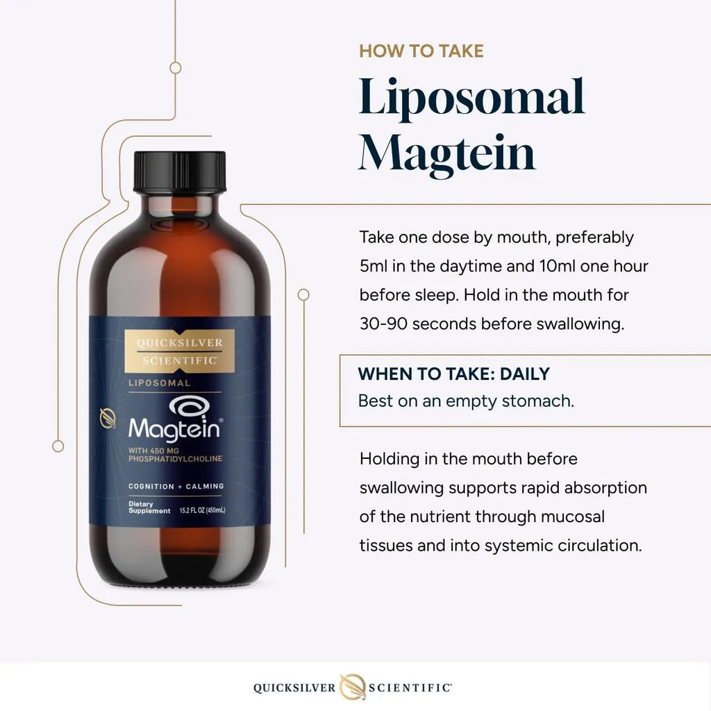 Quicksilver Scientific Liposomal Magtein - Magnesium Supplement for Brain Function Support - Stress, Sleep & Memory Support - Gluten-Free, Sugar-Free & Vegan - 15.2 fl oz (30 Servings) - TrustMedUSA