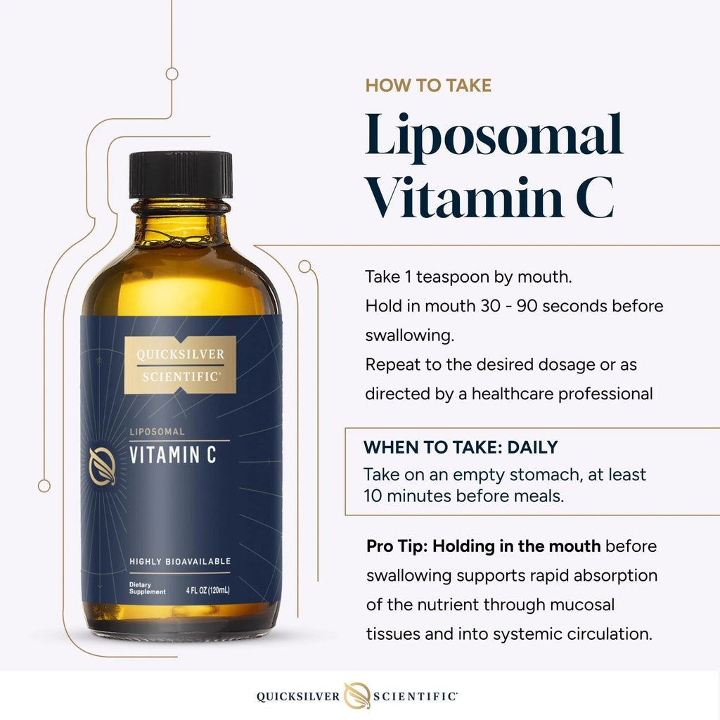 Quicksilver Scientific Liposomal Vitamin C - 1000mg Buffered Liquid Vitamin C Supplement - Immune + Antioxidant Support - Liposomes for Superior Absorption - Vegan + Non-GMO (4oz / 120ml) - TrustMedUSA