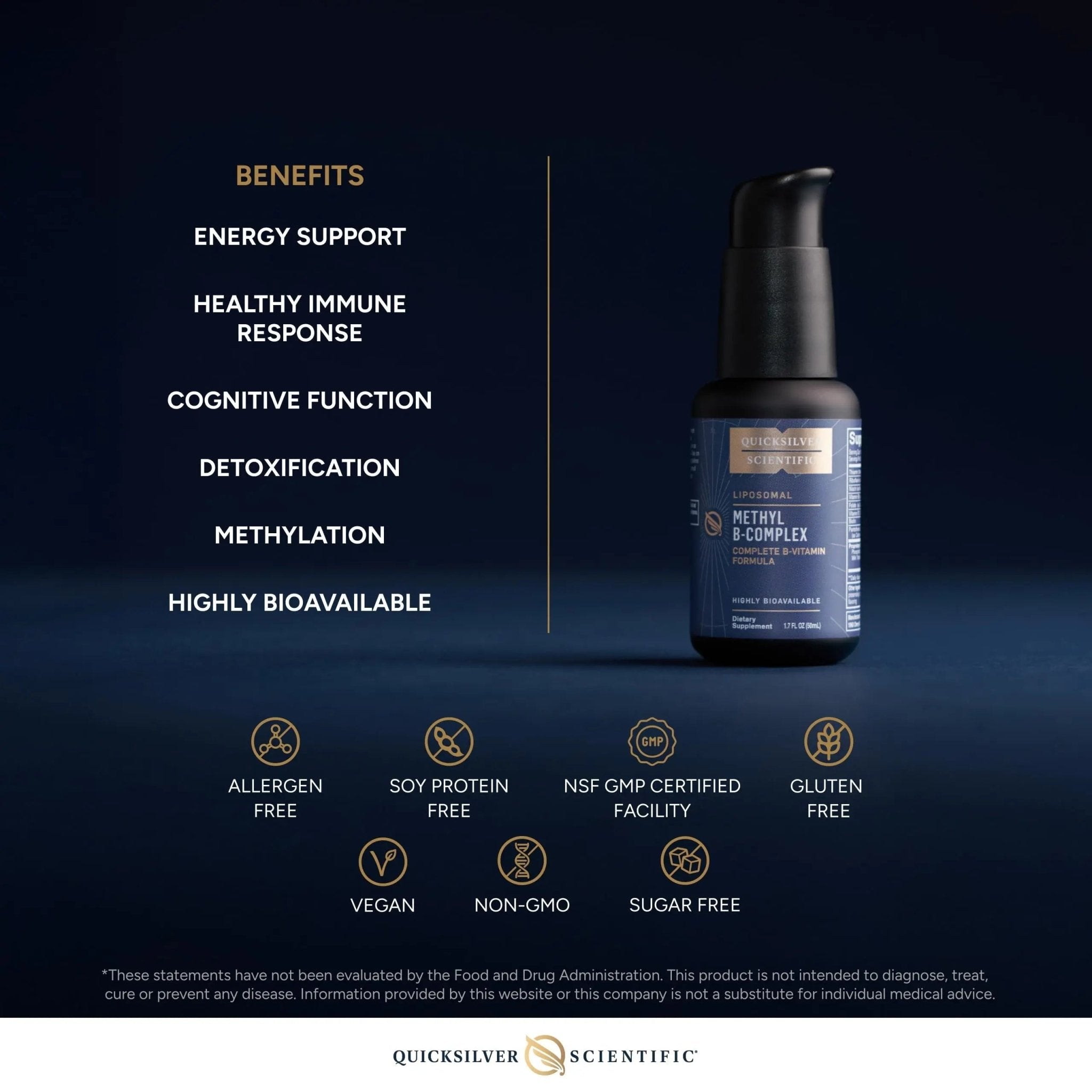 Quicksilver Scientific Methyl B Complex - Liquid Vitamin with Superior Liposomal Absorption of Vitamin B12, Folate, Vitamin B6, Riboflavin, Biotin, Pantothenic Acid, Vitamin B1, Niacin (50 ml) - TrustMedUSA