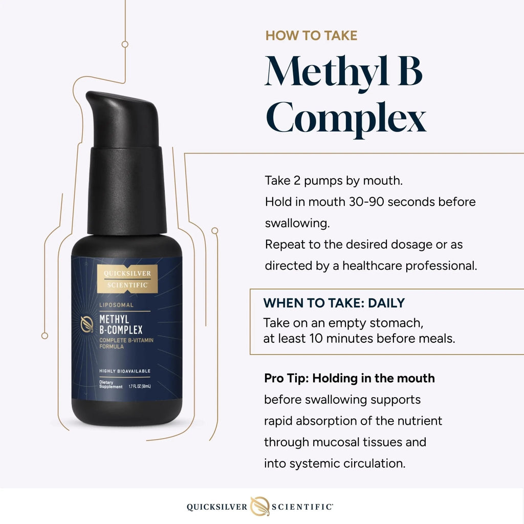 Quicksilver Scientific Methyl B Complex - Liquid Vitamin with Superior Liposomal Absorption of Vitamin B12, Folate, Vitamin B6, Riboflavin, Biotin, Pantothenic Acid, Vitamin B1, Niacin (50 ml) - TrustMedUSA