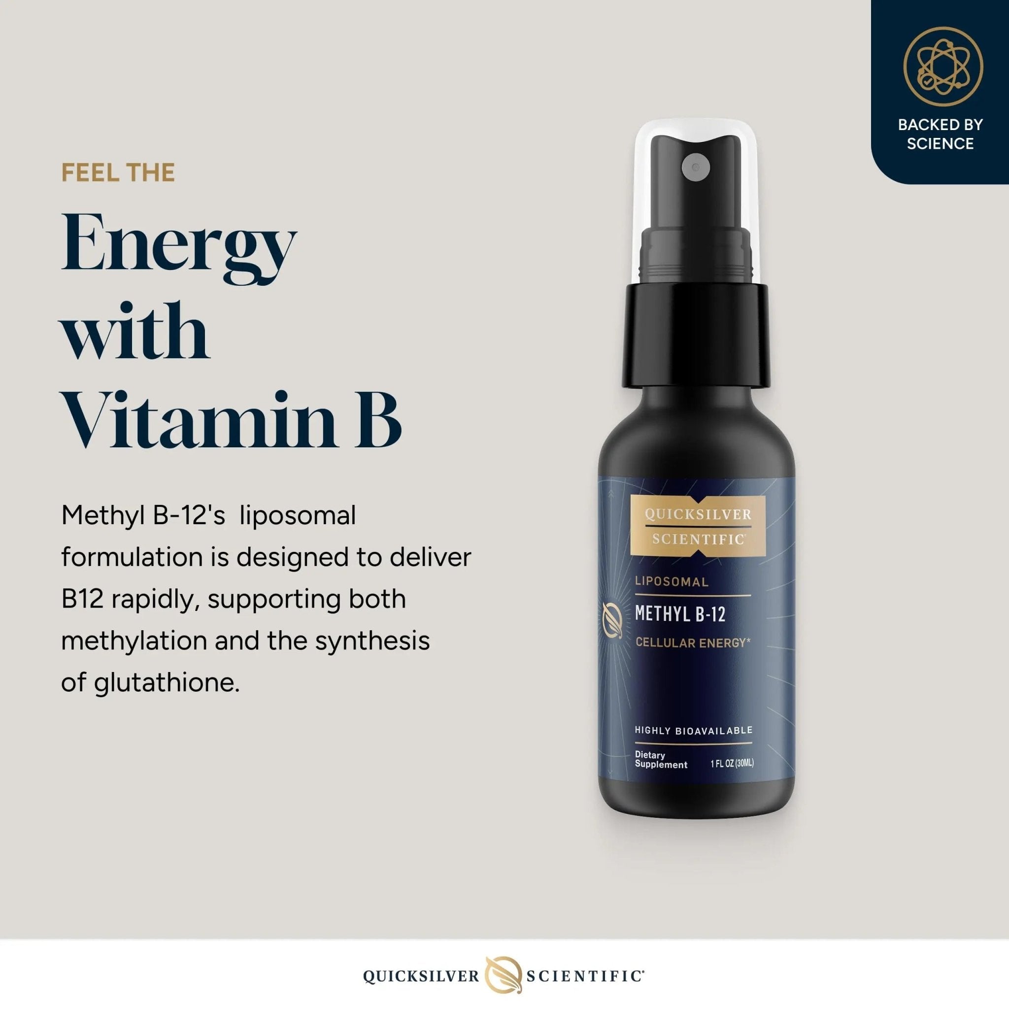 Quicksilver Scientific Methyl B12-1000mcg Vitamin B12 as Methylcobalamin - with Nano Technology for Superior Absorption - Supportive Energy Supplement (30ml / 90 Servings) - TrustMedUSA