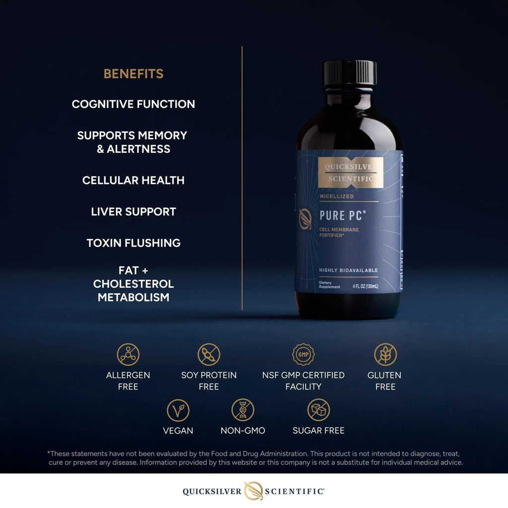 Quicksilver Scientific Micellized Pure PC - Phosphatidylcholine Liquid Supplement to Support Cellular & Liver Health - Superior Liposomal Absorption - Non-GMO Supportive Brain Supplement (4oz /120ml) - TrustMedUSA