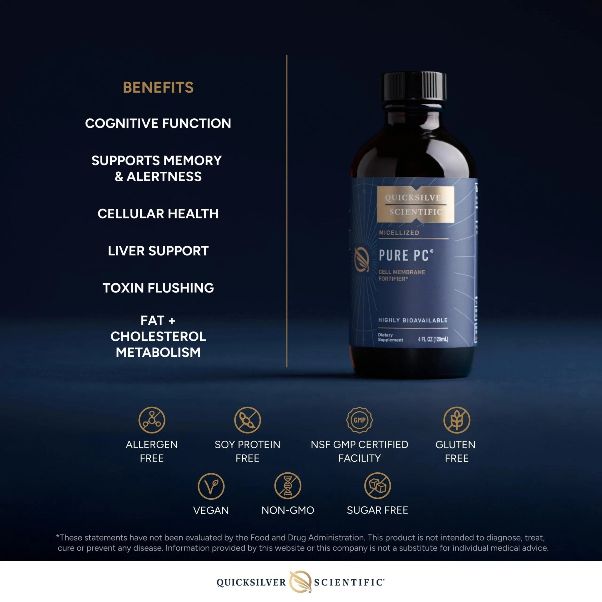 Quicksilver Scientific Micellized Pure PC - Phosphatidylcholine Liquid Supplement to Support Cellular & Liver Health - Superior Liposomal Absorption - Non-GMO Supportive Brain Supplement (4oz /120ml) - TrustMedUSA