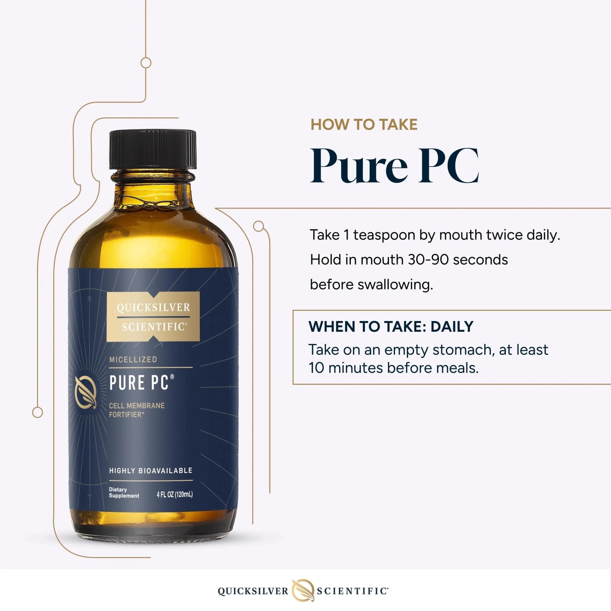 Quicksilver Scientific Micellized Pure PC - Phosphatidylcholine Liquid Supplement to Support Cellular & Liver Health - Superior Liposomal Absorption - Non-GMO Supportive Brain Supplement (4oz /120ml) - TrustMedUSA