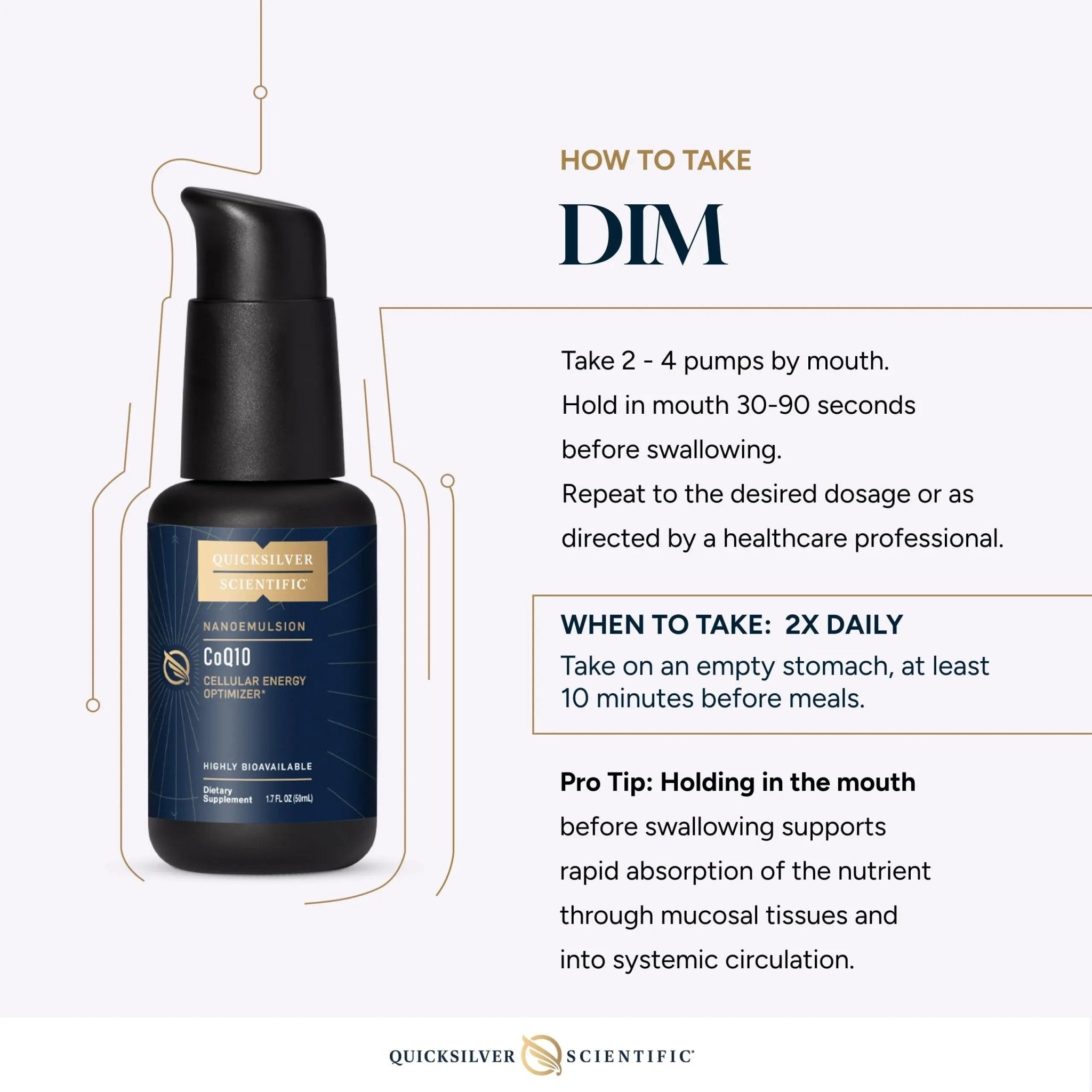 Quicksilver Scientific Nanoemulsified DIM - Liposomal DIM Supplement to Support Healthy Hormone Balance for Women & Men - Soy-Free Detox & Immune Support (1.7oz / 50ml) - TrustMedUSA