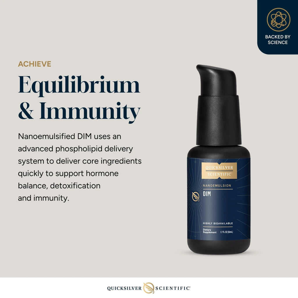 Quicksilver Scientific Nanoemulsified DIM - Liposomal DIM Supplement to Support Healthy Hormone Balance for Women & Men - Soy-Free Detox & Immune Support (1.7oz / 50ml) - TrustMedUSA
