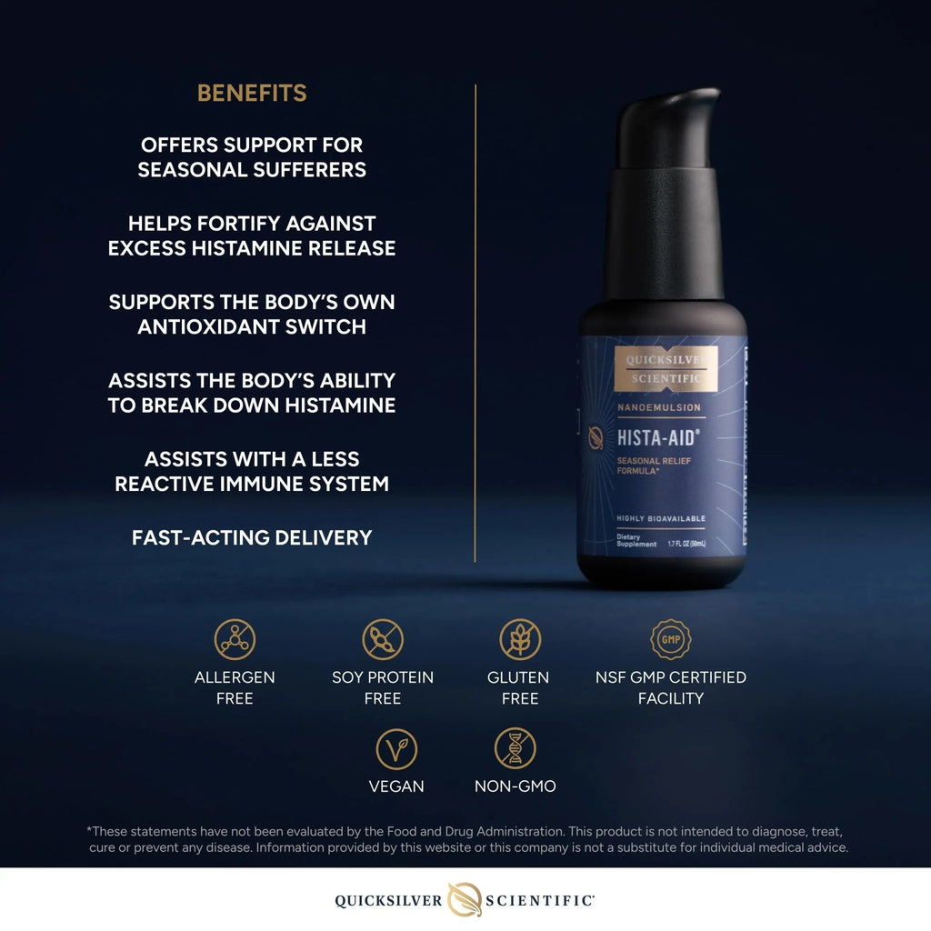 Quicksilver Scientific Nanoemulsified Hista-Aid - Flavonoids to Help Maintain Healthy Histamine Levels - Liposomal Vitamin C, DIM, Luteolin & Quercetin Liquid (50ml) - TrustMedUSA