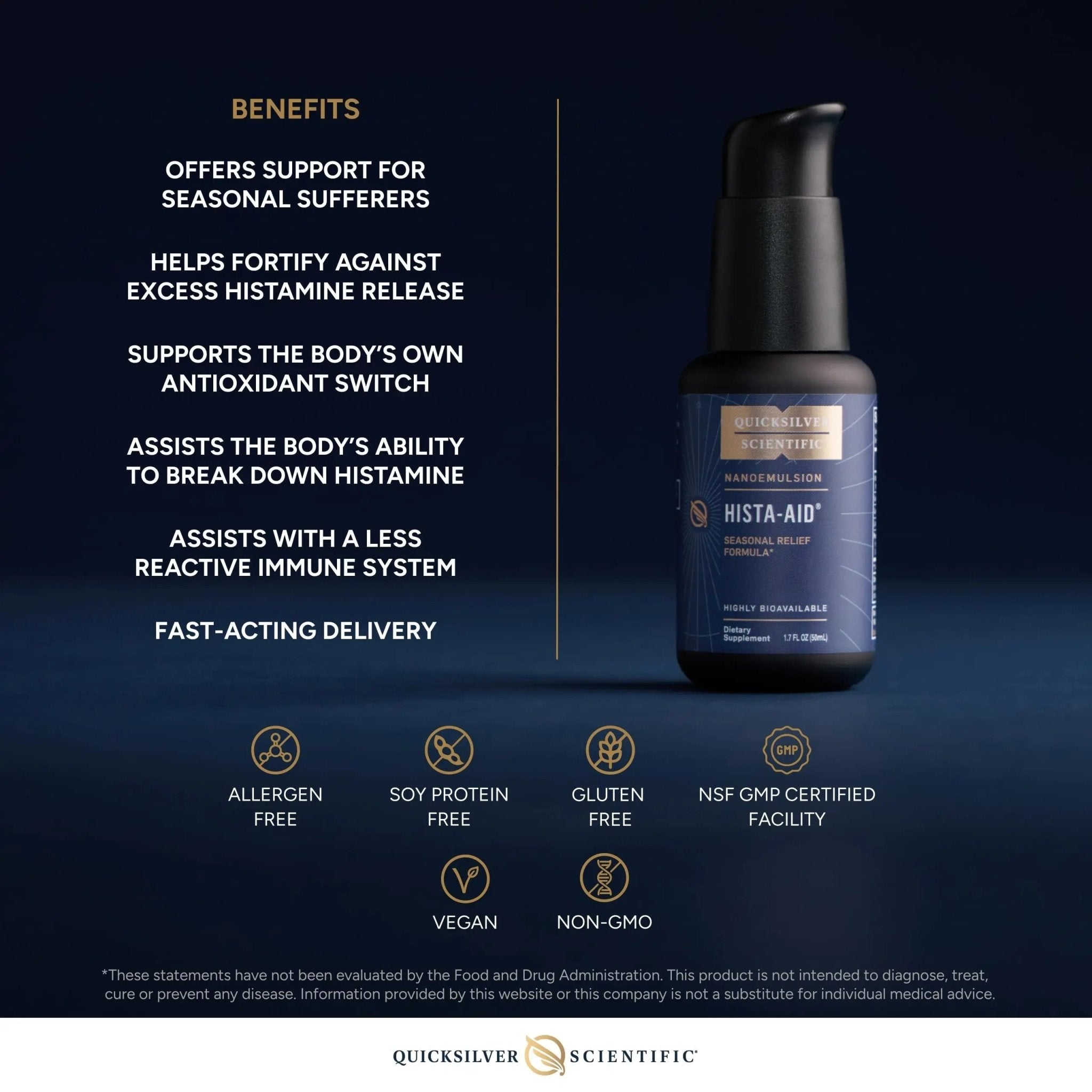 Quicksilver Scientific Nanoemulsified Hista-Aid - Flavonoids to Help Maintain Healthy Histamine Levels - Liposomal Vitamin C, DIM, Luteolin & Quercetin Liquid (50ml) - TrustMedUSA