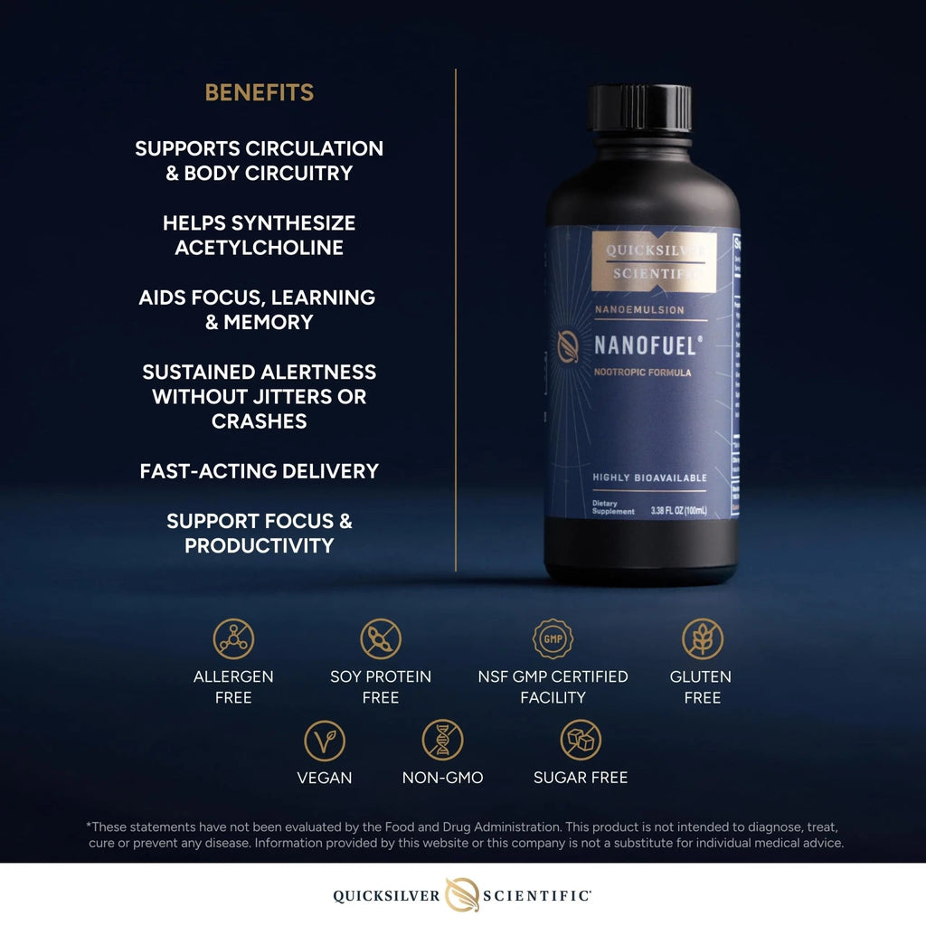Quicksilver Scientific NanoFuel - Energy Support - Nootropic Formula Designed to Support Focus + Productivity (3.38oz / 100ml) - TrustMedUSA
