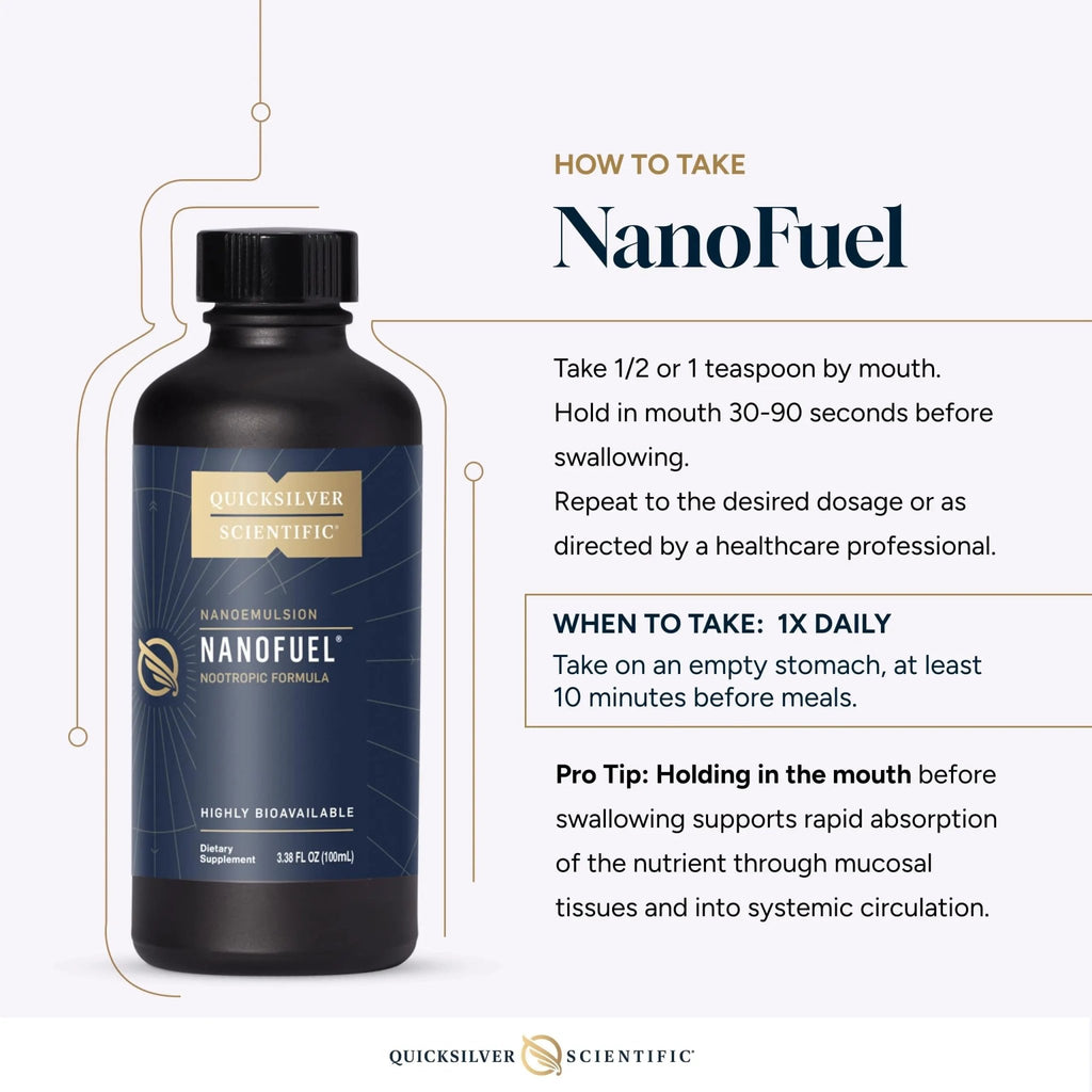 Quicksilver Scientific NanoFuel - Energy Support - Nootropic Formula Designed to Support Focus + Productivity (3.38oz / 100ml) - TrustMedUSA