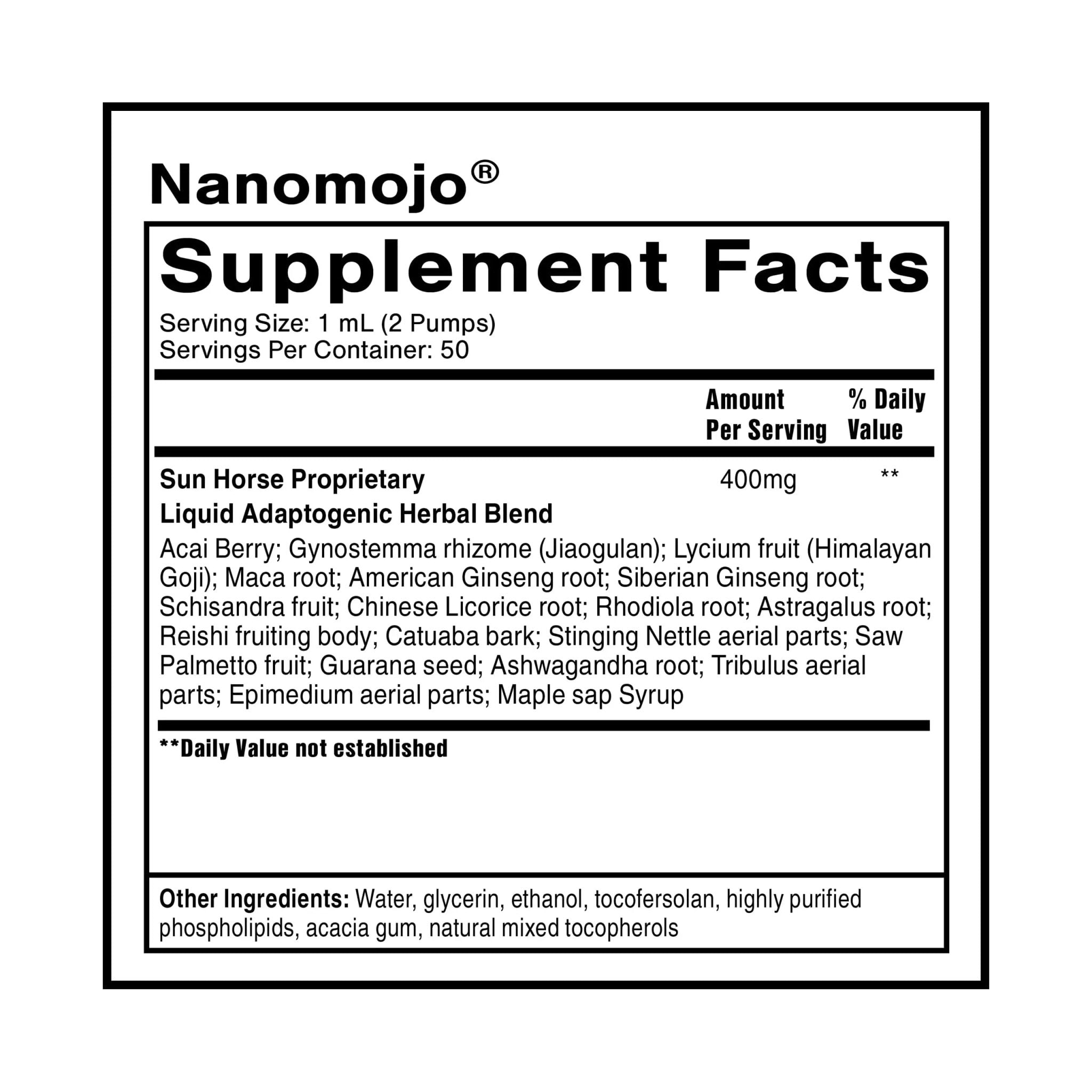 Quicksilver Scientific NanoMojo - Male-Specific Endurance Elixir & Energy Boost Support - 19 Herbs Including Epimedium for Men, Rhodiola Extract, Herbal Ginseng, and Adaptogenic Herbs (1.7oz / 50ml) - TrustMedUSA