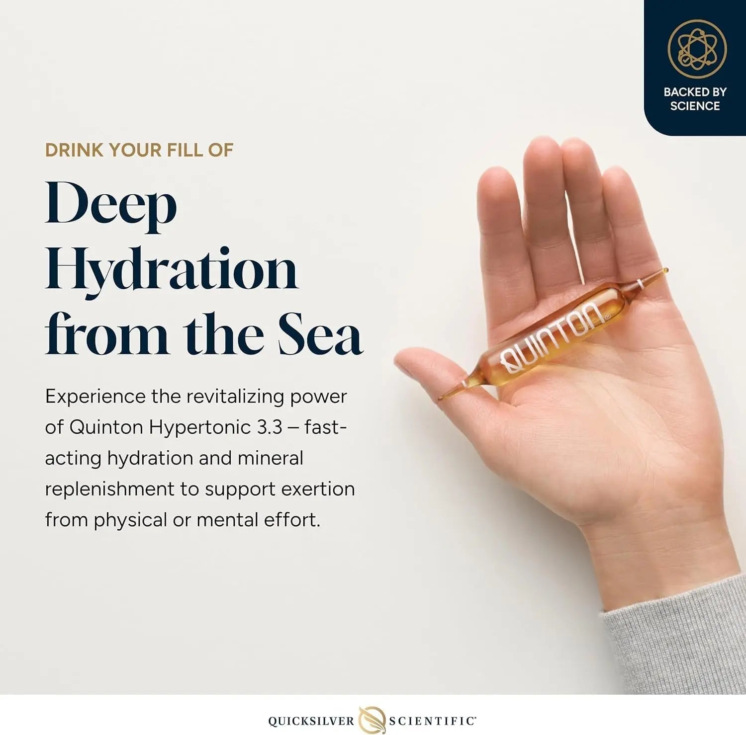 Quicksilver Scientific Original Quinton Hypertonic Solution - Sea Water Hydration - Liquid Minerals with Electrolytes for Muscle Recovery, Stamina+Mineral Replenishment (30 Single Serving Glass Vials) - TrustMedUSA