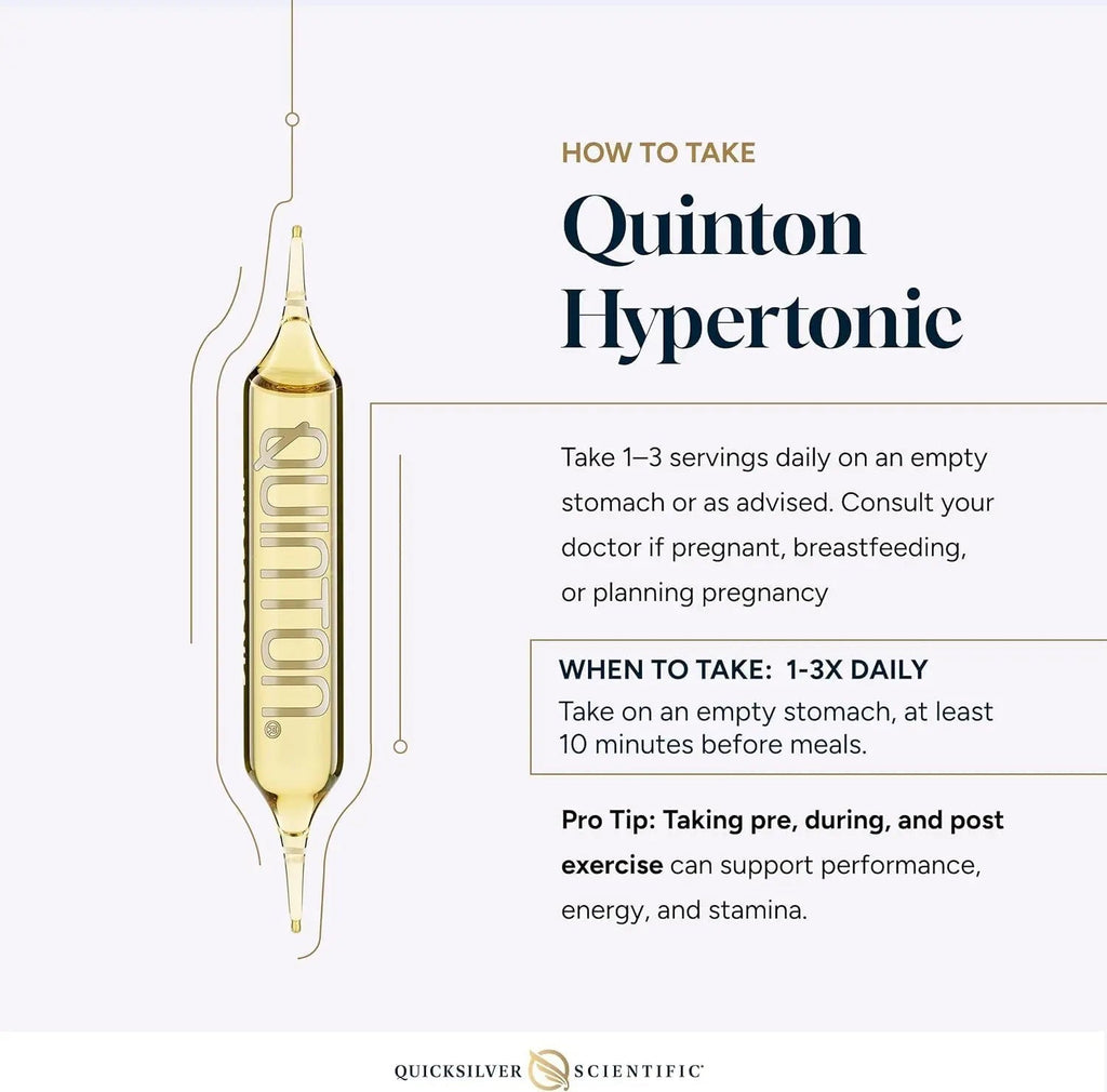 Quicksilver Scientific Original Quinton Hypertonic Solution - Sea Water Hydration - Liquid Minerals with Electrolytes for Muscle Recovery, Stamina+Mineral Replenishment (30 Single Serving Glass Vials) - TrustMedUSA