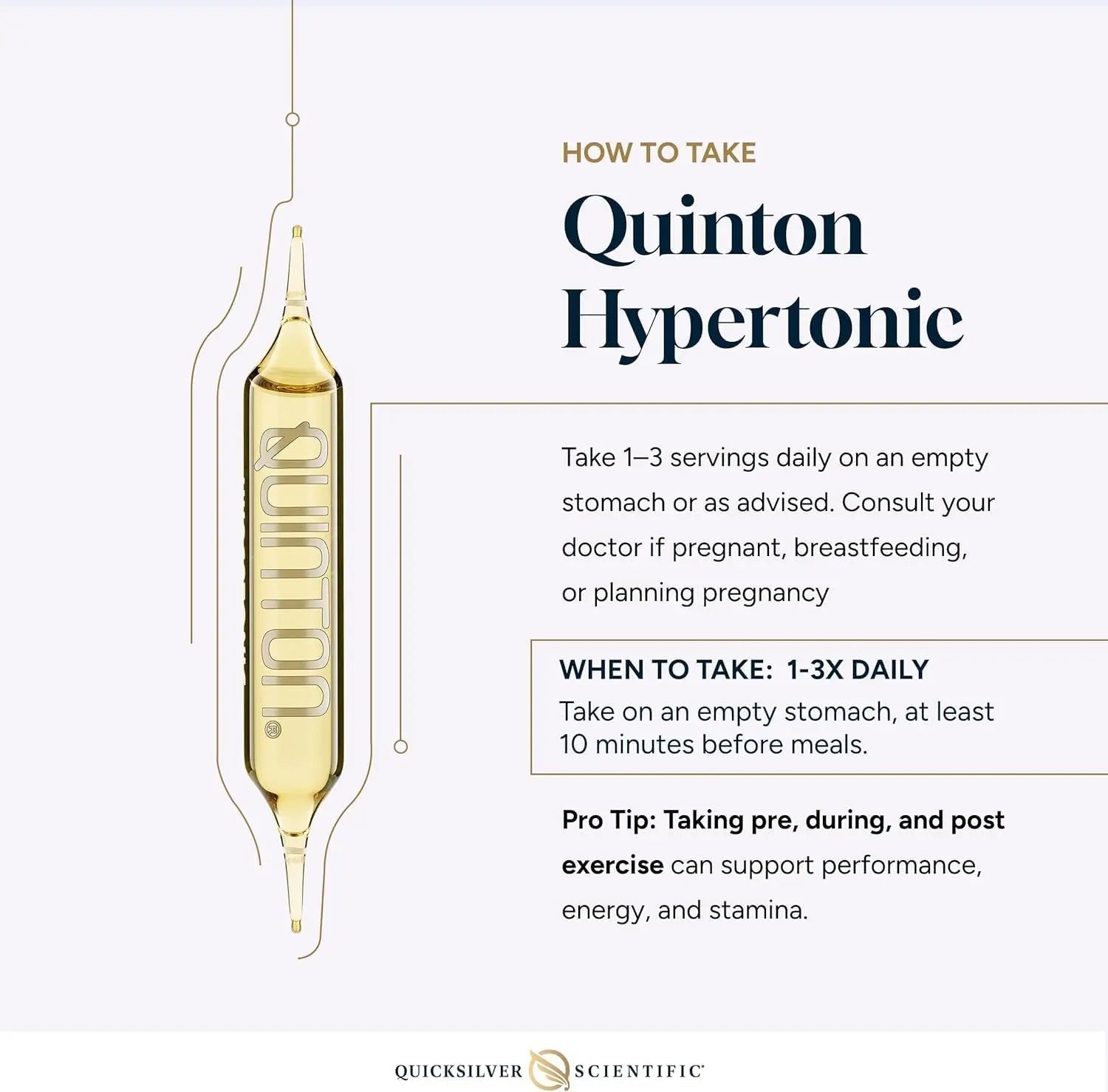 Quicksilver Scientific Original Quinton Hypertonic Solution - Sea Water Hydration - Liquid Minerals with Electrolytes for Muscle Recovery, Stamina+Mineral Replenishment (30 Single Serving Glass Vials) - TrustMedUSA
