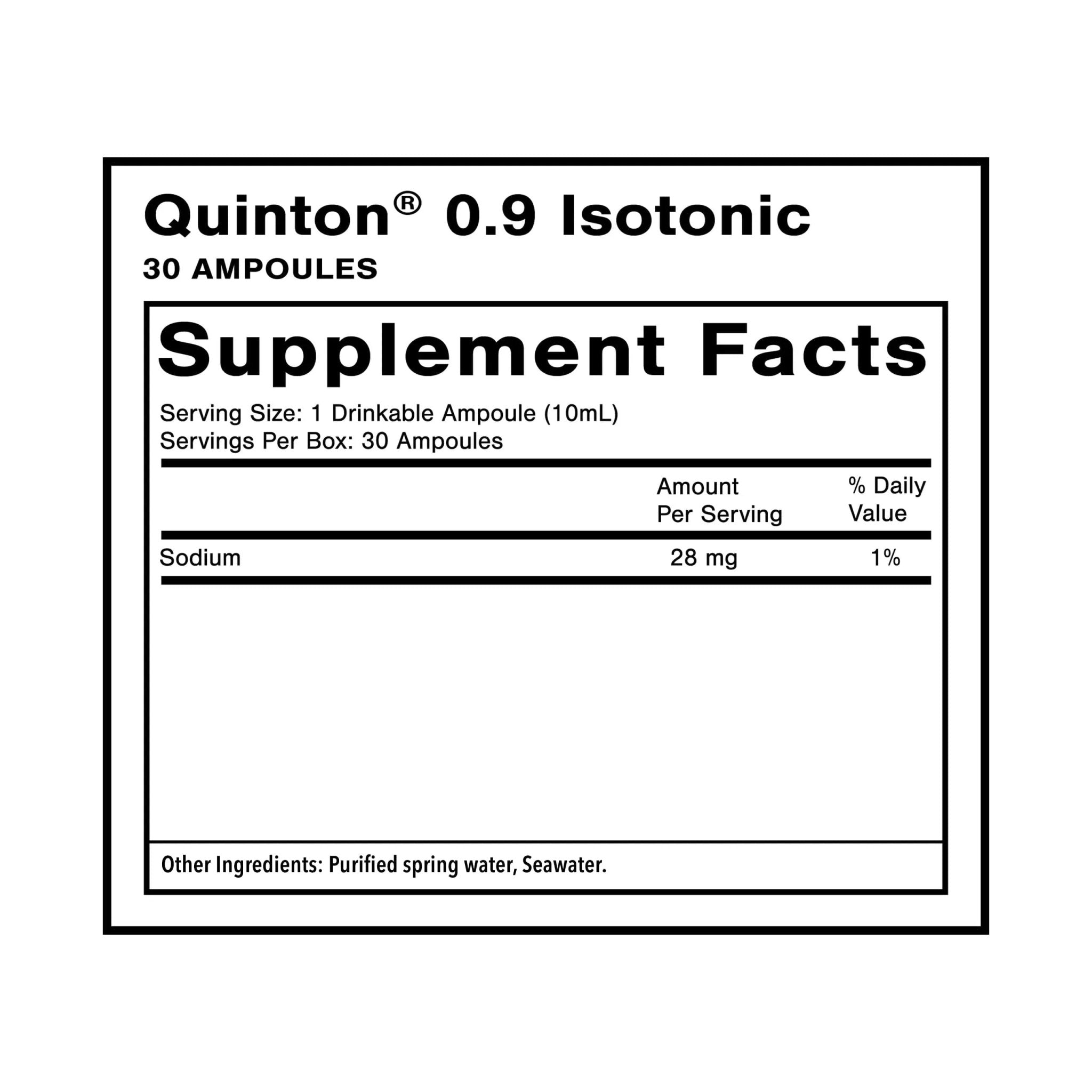 Quicksilver Scientific Original Quinton Isotonic Solution with Sea Water Minerals + Alpine Spring Water - Liquid Hydration, Electrolyte + Multi Minerals Supplement (30 Single Serving Vials) - TrustMedUSA