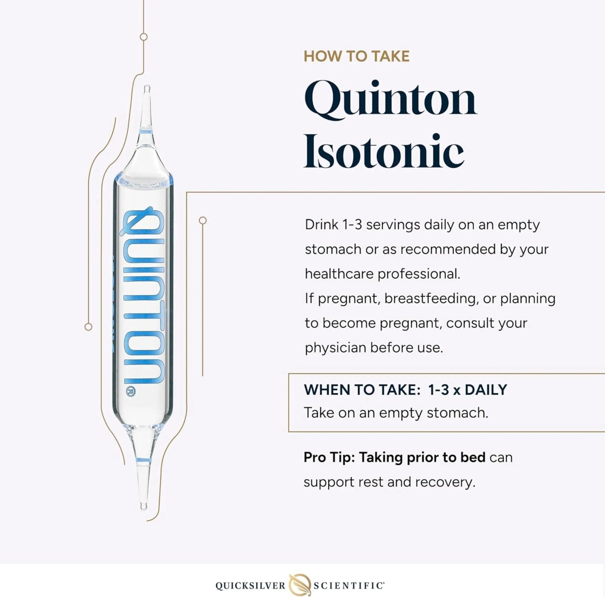 Quicksilver Scientific Original Quinton Isotonic Solution with Sea Water Minerals + Alpine Spring Water - Liquid Hydration, Electrolyte + Multi Minerals Supplement (30 Single Serving Vials) - TrustMedUSA