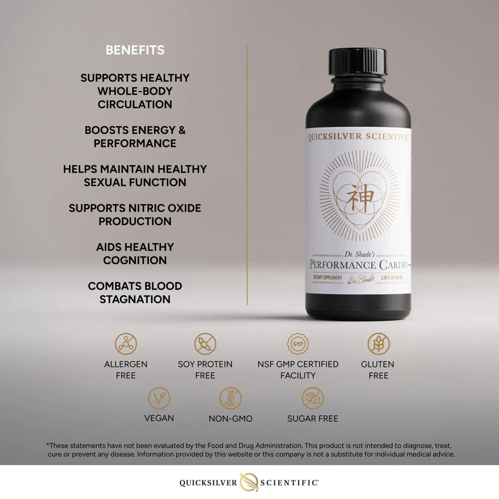 Quicksilver Scientific Performance Cardio+ - Herbal Supplement to Support Blood Circulation & Brain Health - Cardiovascular Supplement with Hawthorn Berry + He Shou Wu + Ginseng Extract (3.38 oz) - TrustMedUSA