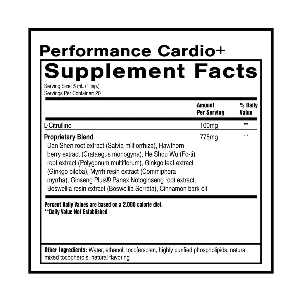 Quicksilver Scientific Performance Cardio+ - Herbal Supplement to Support Blood Circulation & Brain Health - Cardiovascular Supplement with Hawthorn Berry + He Shou Wu + Ginseng Extract (3.38 oz) - TrustMedUSA